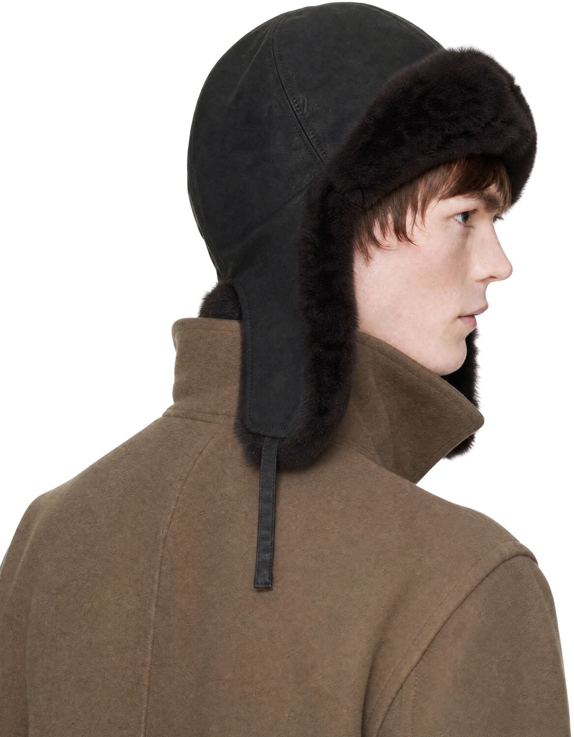 LEMAIRE - Black Chapka Reversible Shearling Aviator Hat