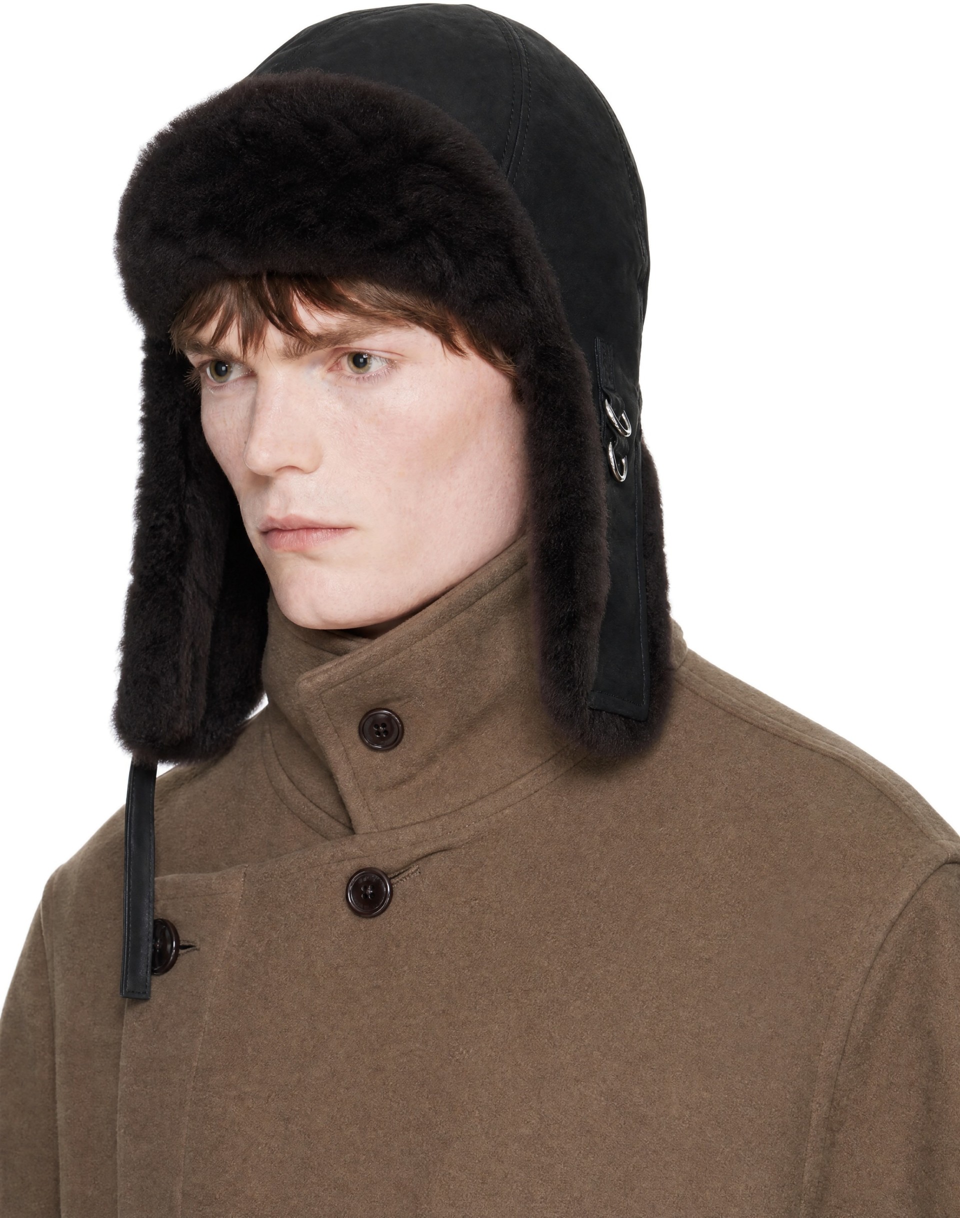 LEMAIRE - Black Chapka Reversible Shearling Aviator Hat