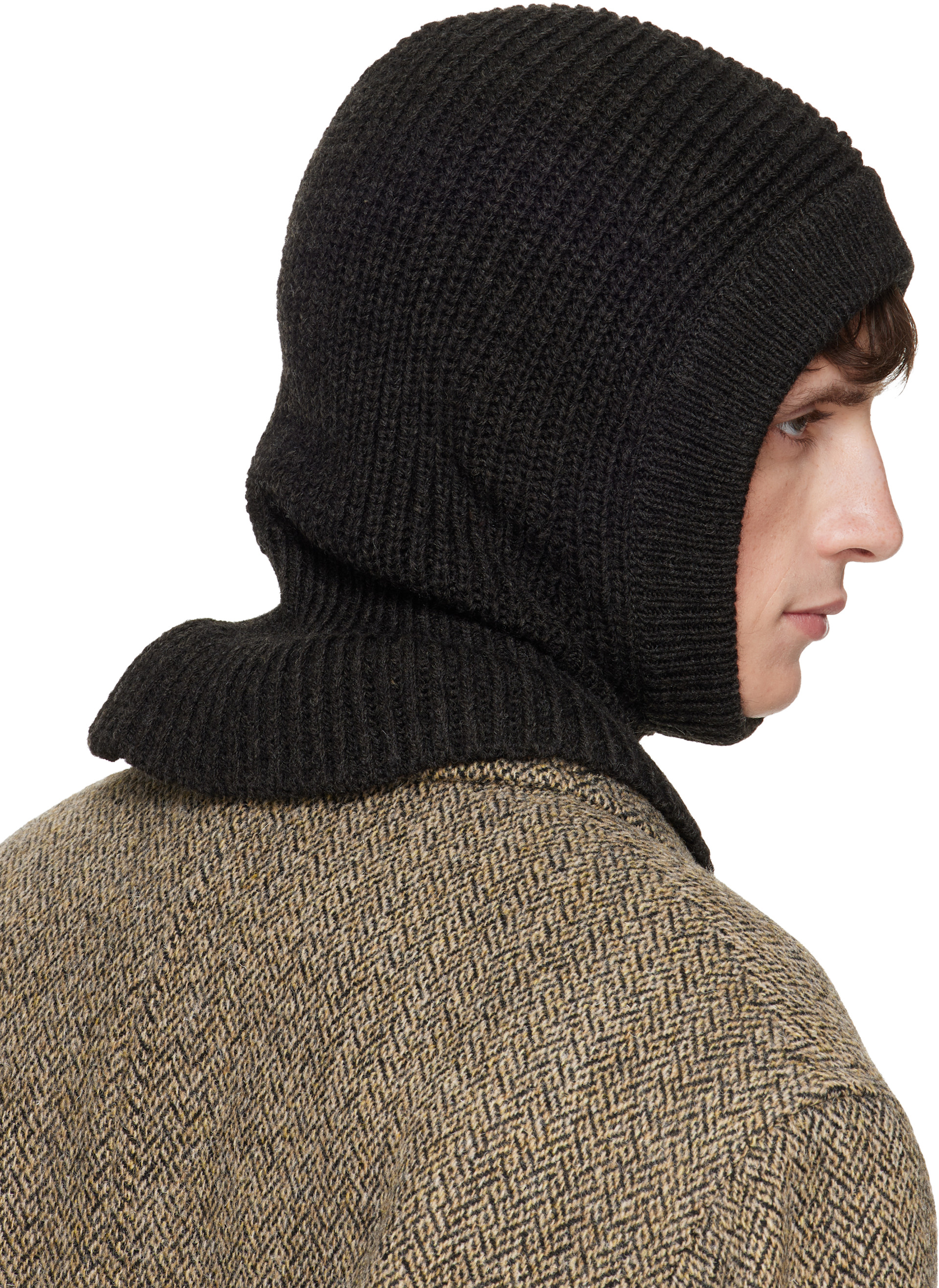 【新品】lemaire hood バラクラバ　ニット　フード　黒　Sサイズ 新品】lemaire hood バラクラバ ニット フード 黒 Sサイズ 【公式通販】