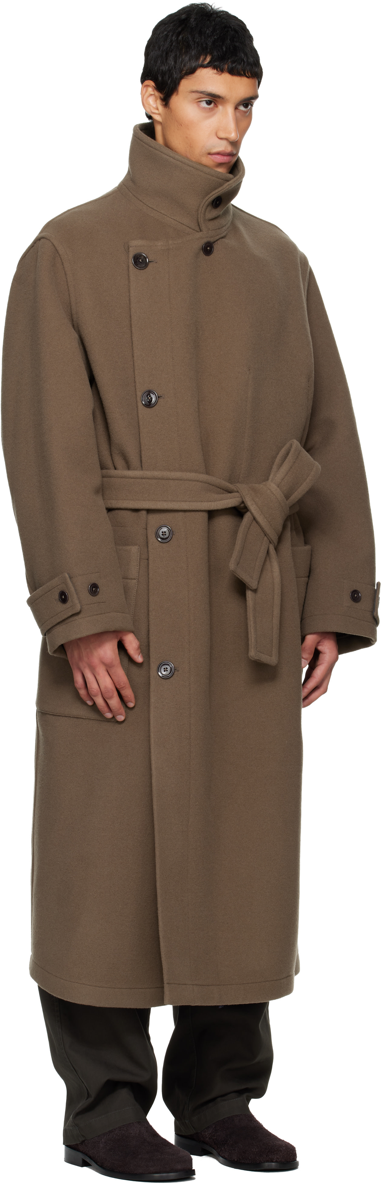 Lemaire Wrap Coat BROWN 国内正規品 LEMAIRE: Brown Wrap Coat | SSENSE Canada