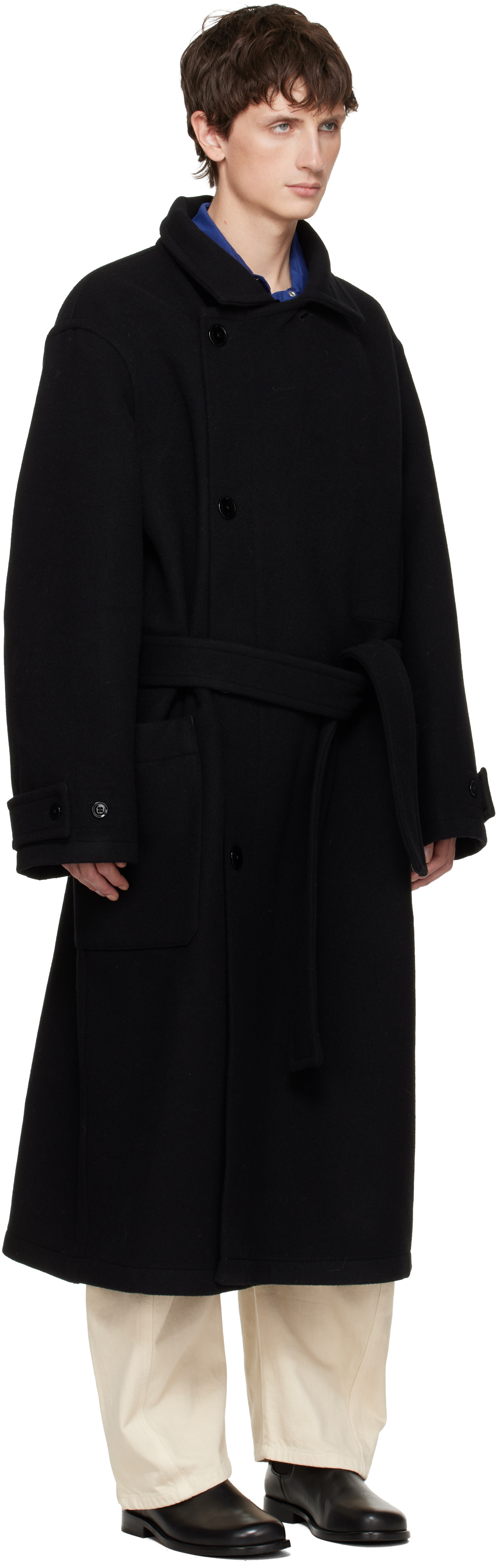 ジャケット・アウター LEMAIRE 23AW WRAP COAT WRAP COAT IN WOOL - Black - Double Wool - Unisex | LEMAIRE