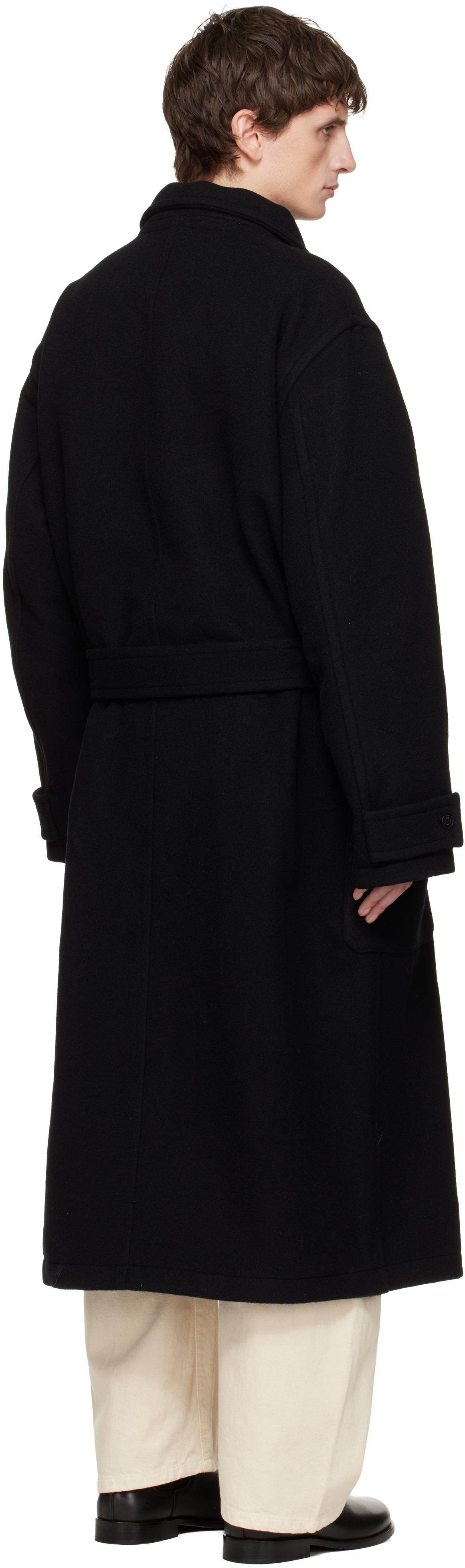 LEMAIRE: Black Wrap Coat | SSENSE