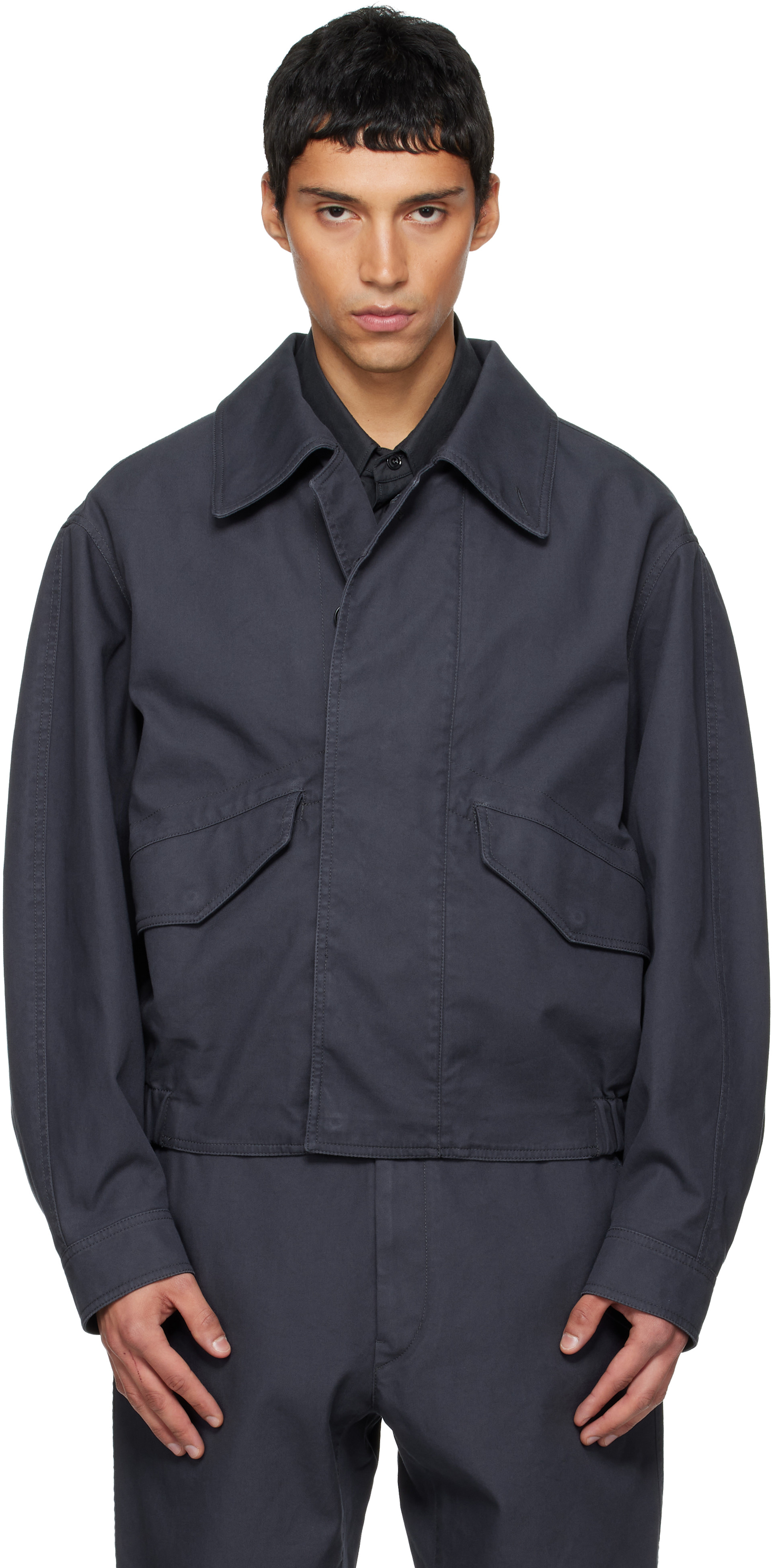 s*n様 UOMO掲載 LEMAIRE BOXY BLOUSONミッドナイトグリ LEMAIRE: ネイビー ボクシー ブルゾンジャケット | SSENSE 日本