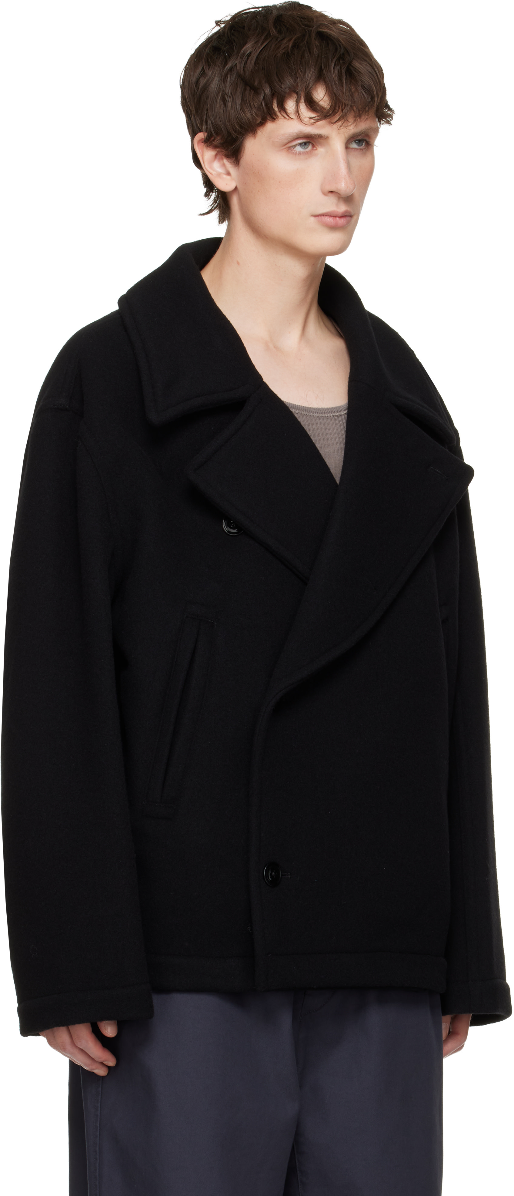 LEMAIRE: Black Boxy Coat | SSENSE