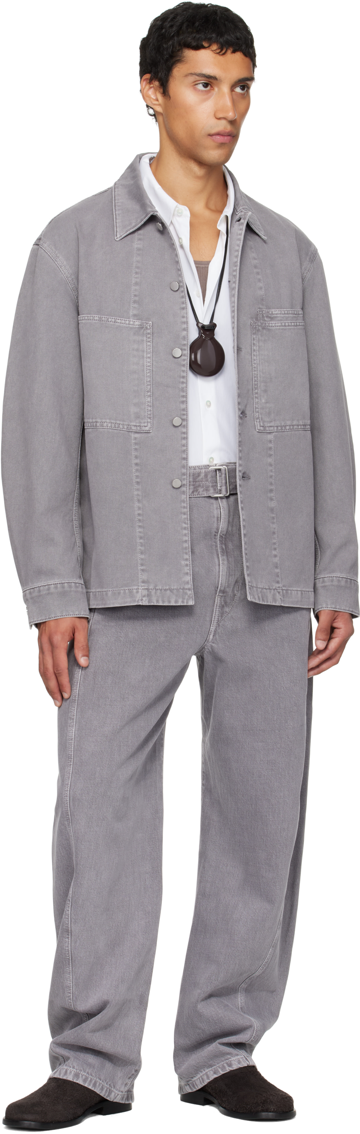 LEMAIRE: Gray Workwear Denim Overshirt | SSENSE LEMAIRE: Gray Workwear Denim Overshirt | SSENSE