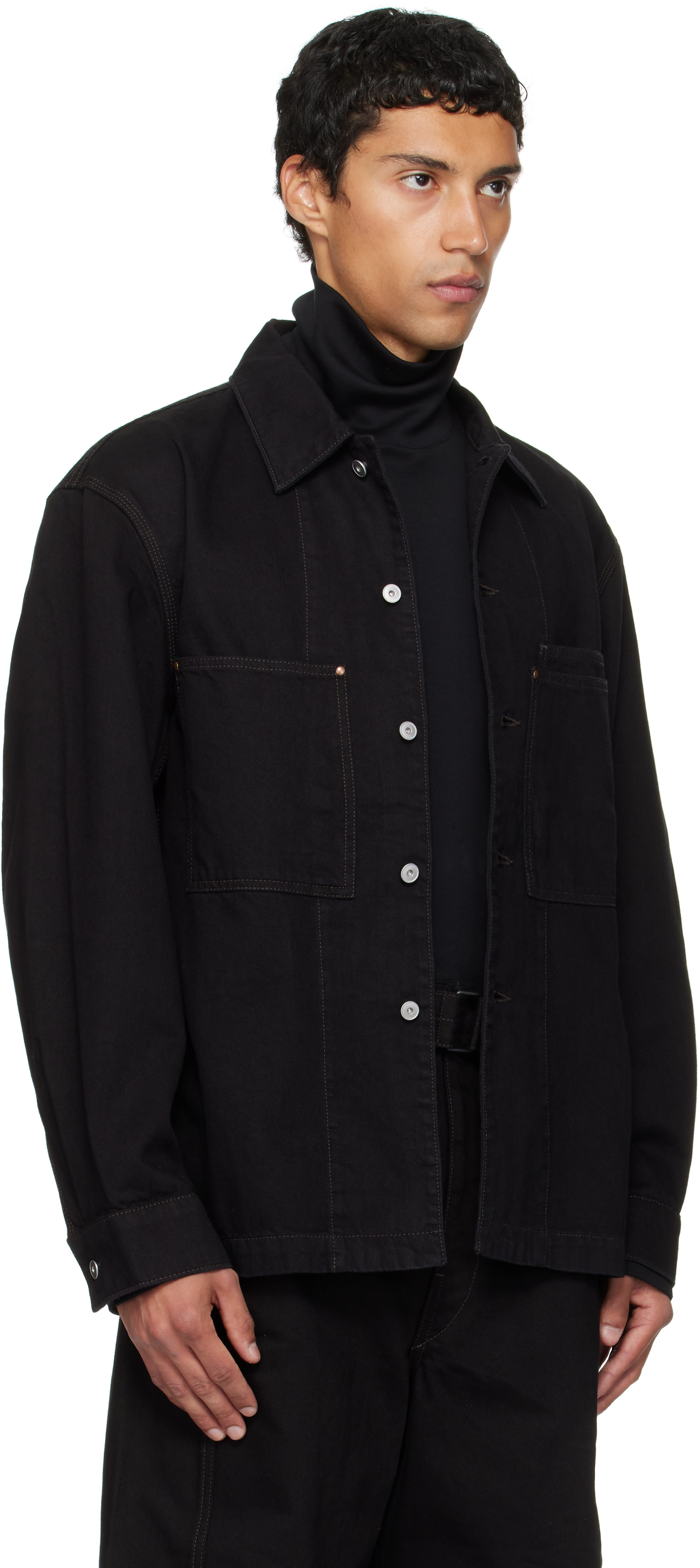LEMAIRE: ブラック Workwear デニム オーバーシャツ | SSENSE 日本