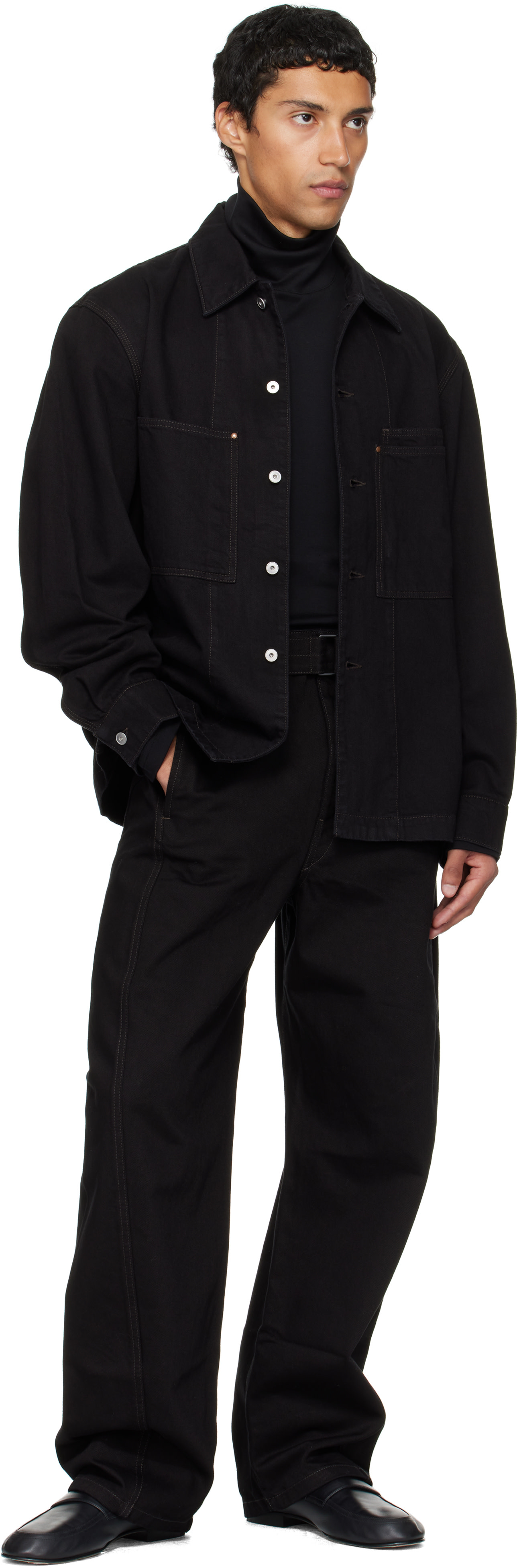 LEMAIRE: ブラック Workwear デニム オーバーシャツ | SSENSE 日本