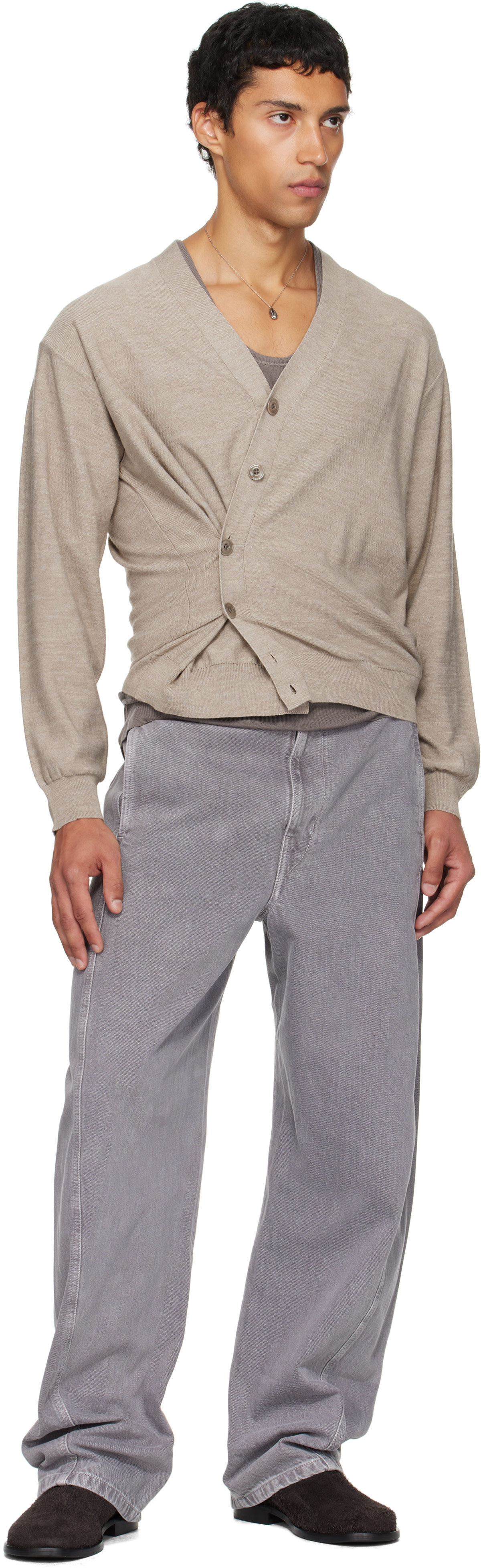 LEMAIRE: Beige Relaxed Twisted Cardigan | SSENSE Canada