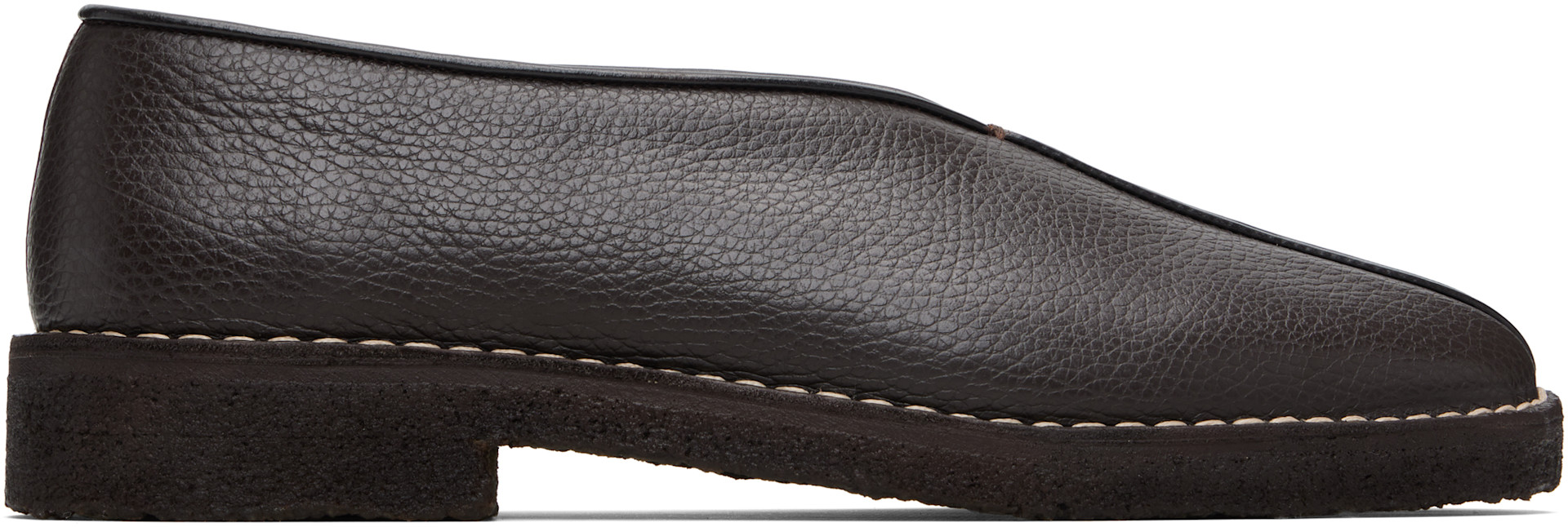 靴 LEMAIRE LOAFER 39 LEMAIRE: Brown Piped Crepe Slipper Loafers | SSENSE Canada
