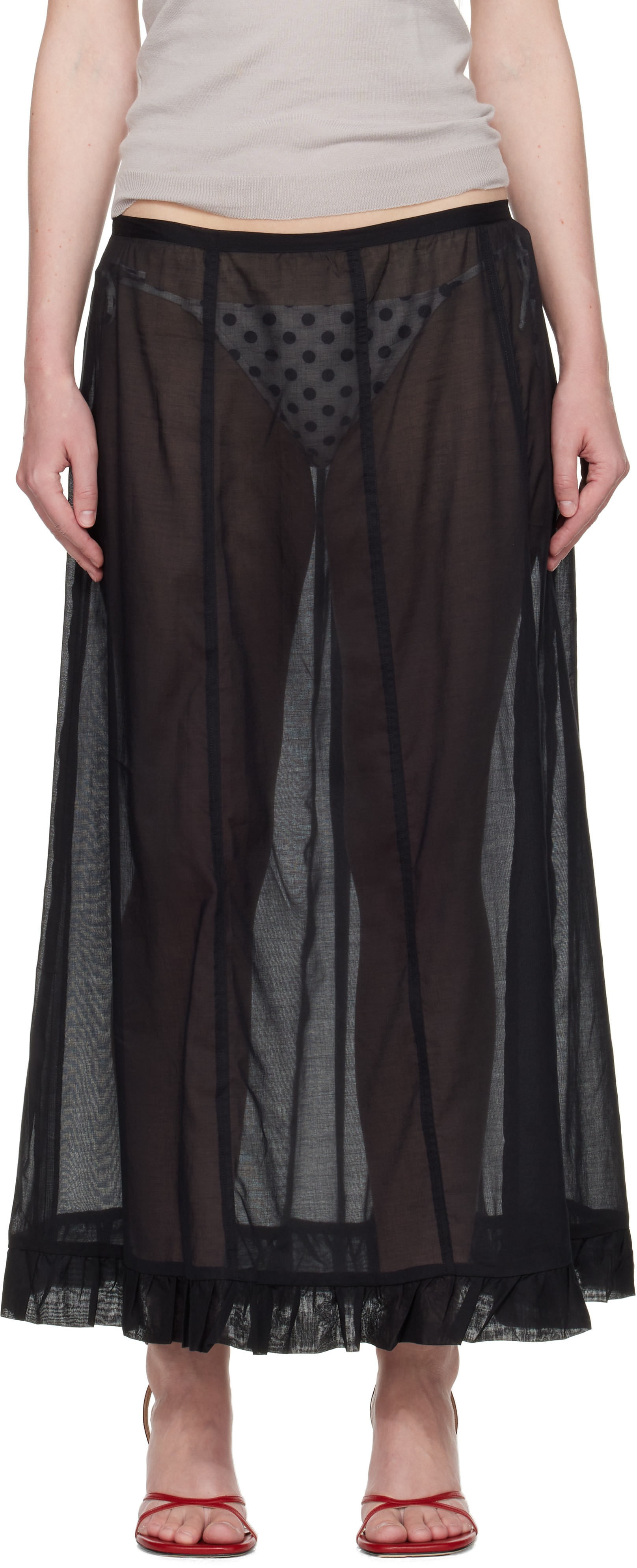 Paloma Wool シースルー　ロングスカート Paloma Wool: Black Andolini Maxi Skirt | SSENSE