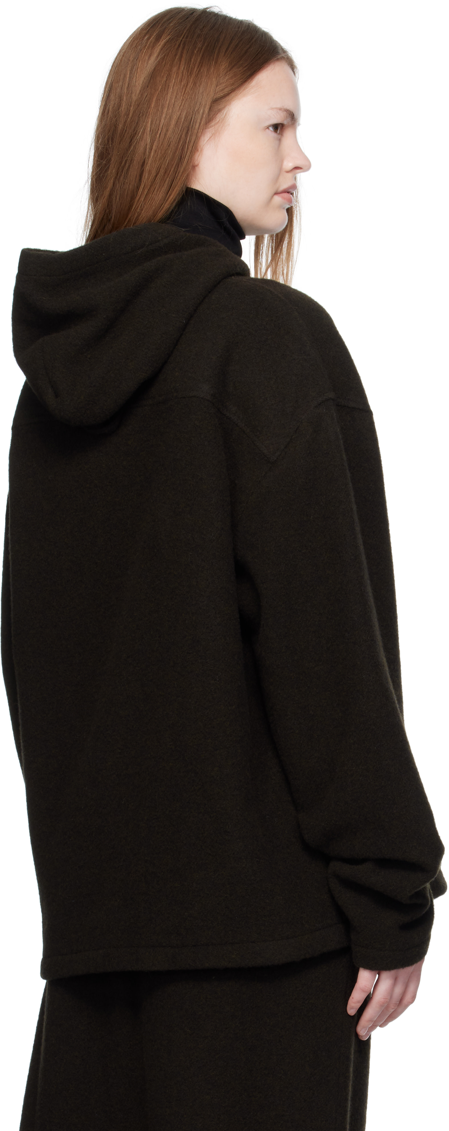 Rier - Pull à capuche brun en molleton