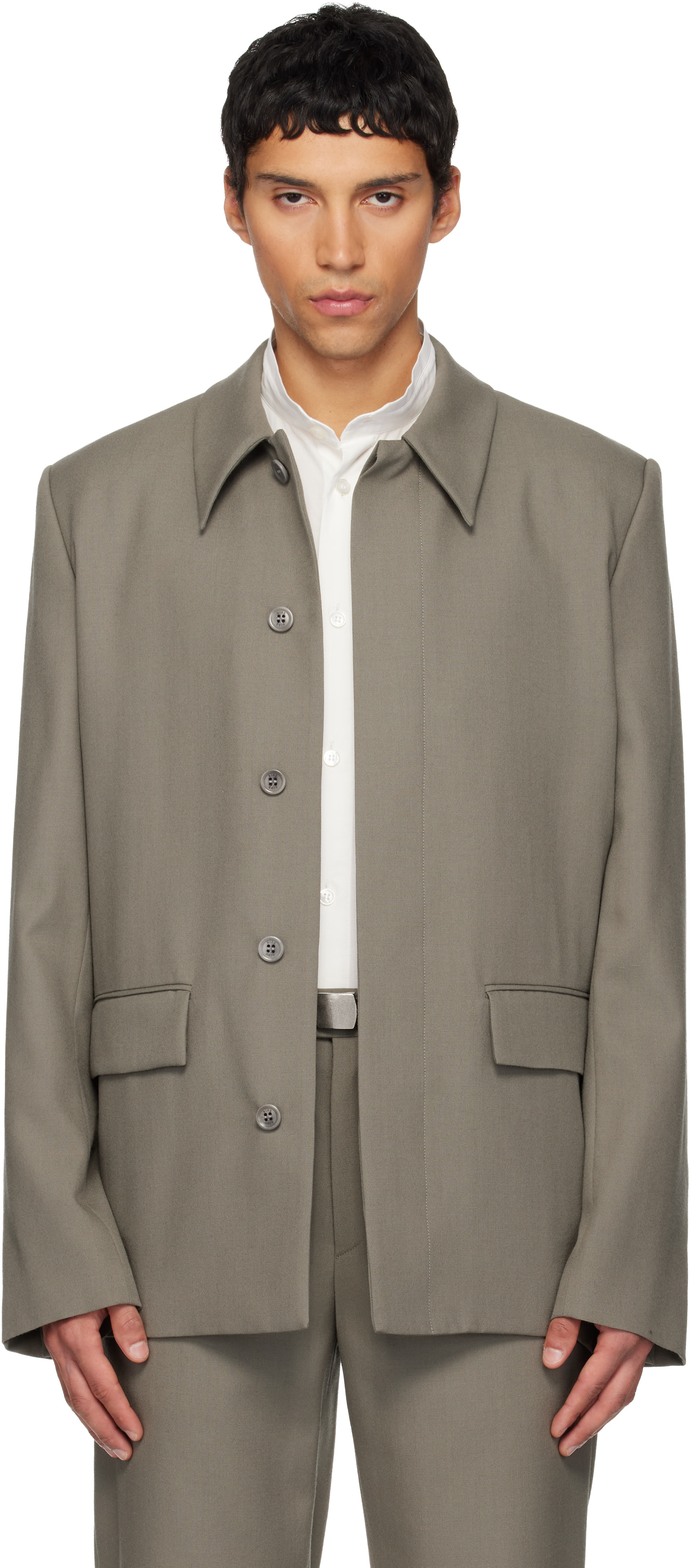 Rier - Blouson gris en laine