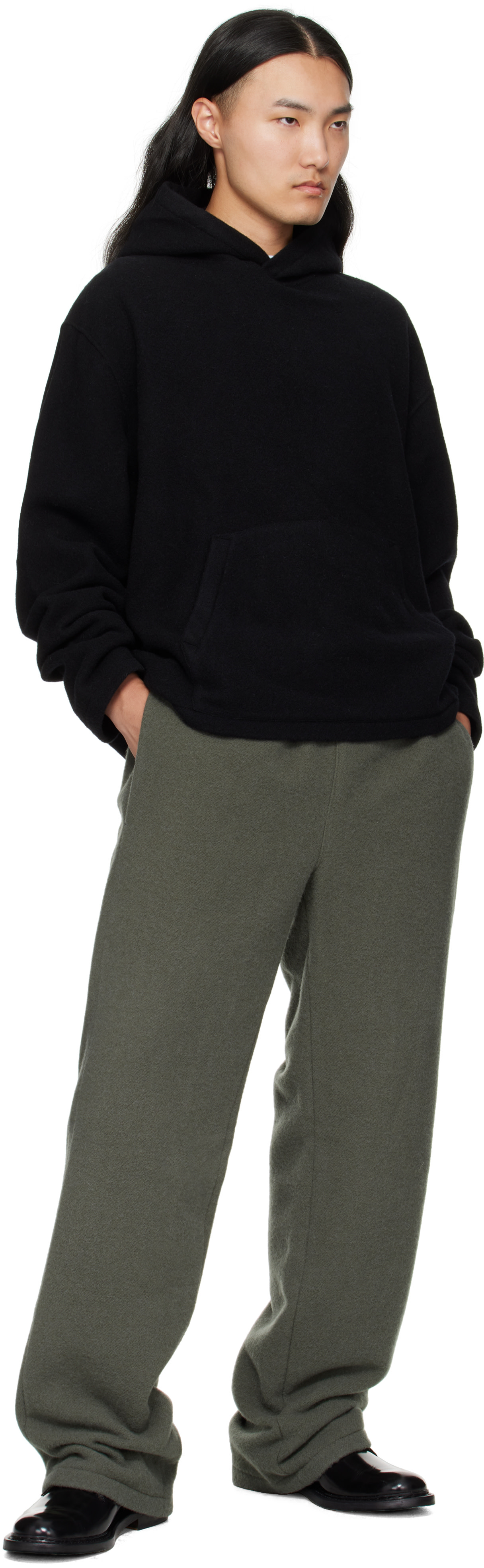 Rier - Pull à capuche noir en molleton