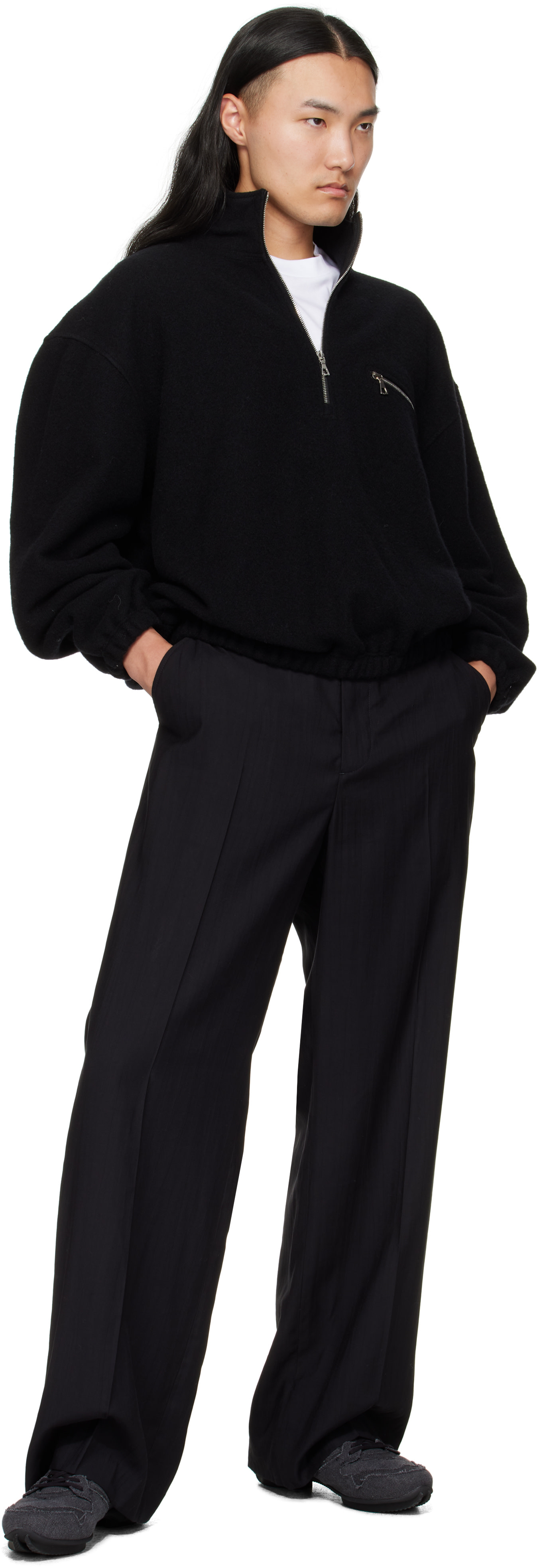 Rier - Pull noir en molleton