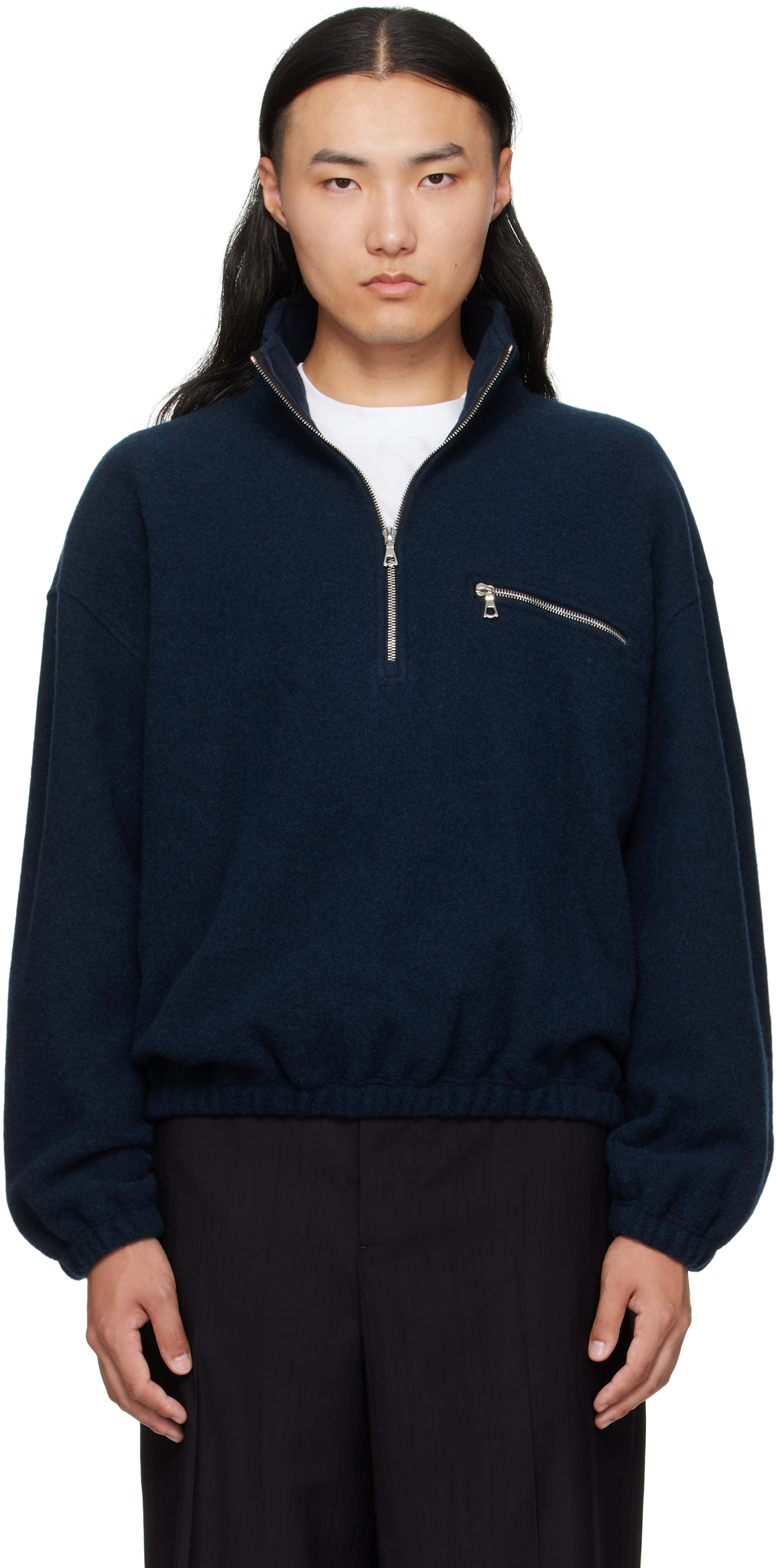 Rier - Pull bleu en molleton