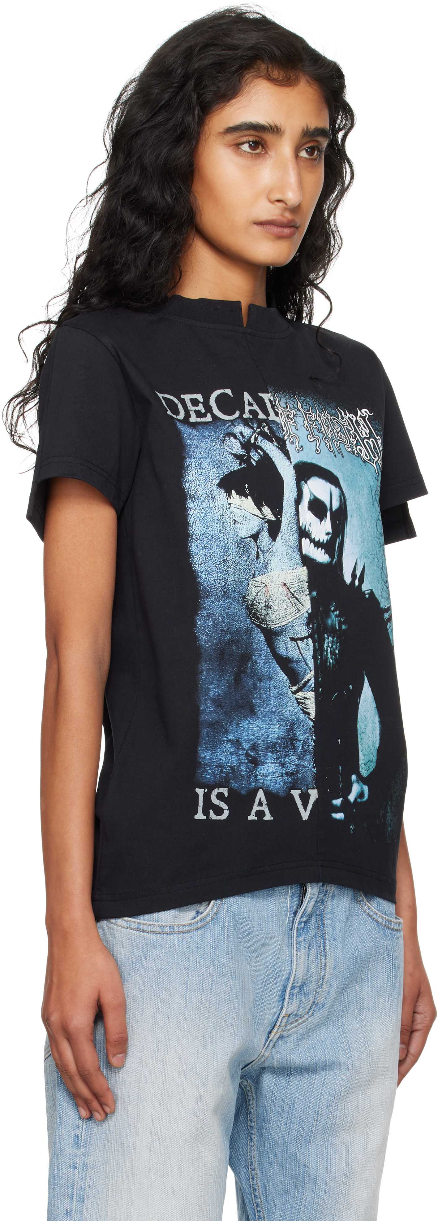 VETEMENTS: ブラック Cradle of Filth Cut-Up Fitted Tシャツ | SSENSE