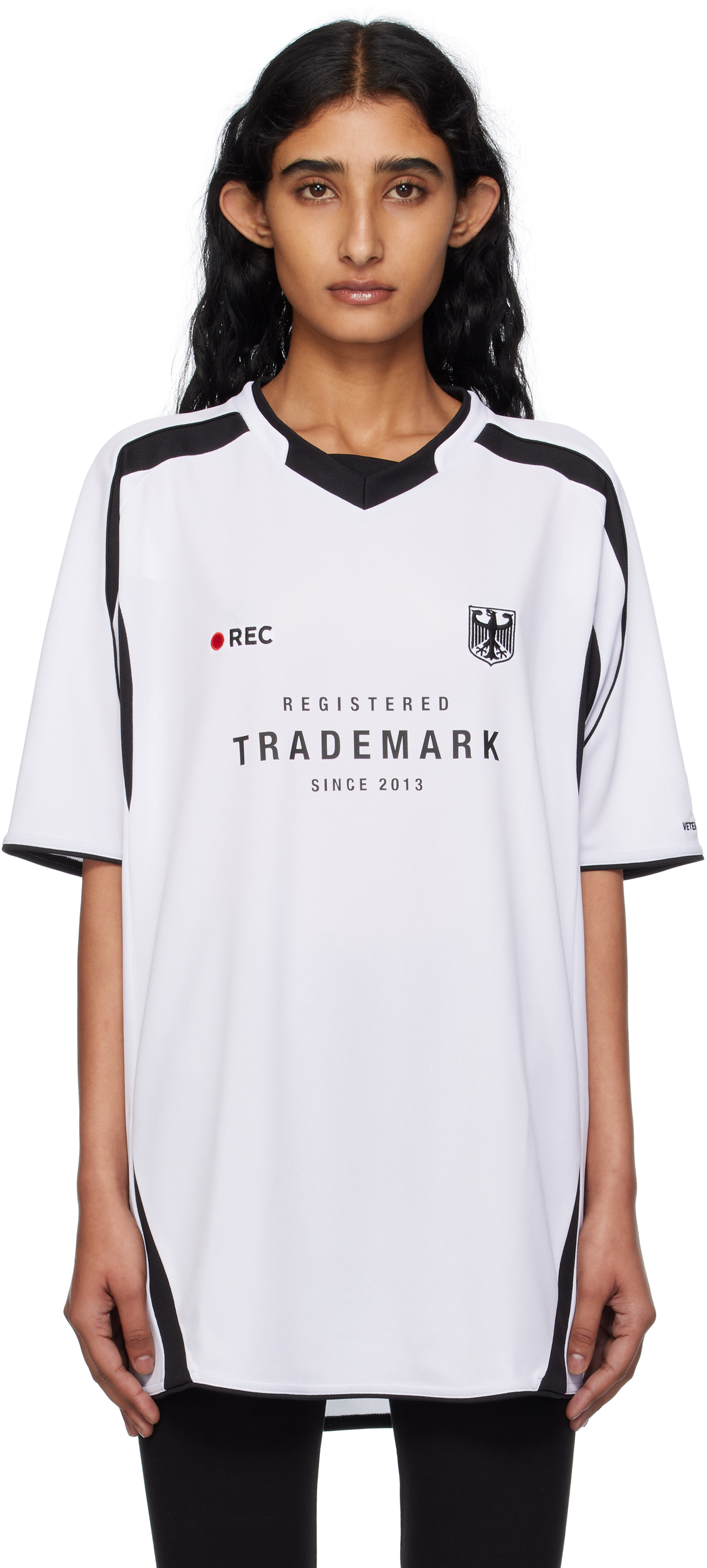 VETEMENTS: White 'Trademark' Football Jersey | SSENSE