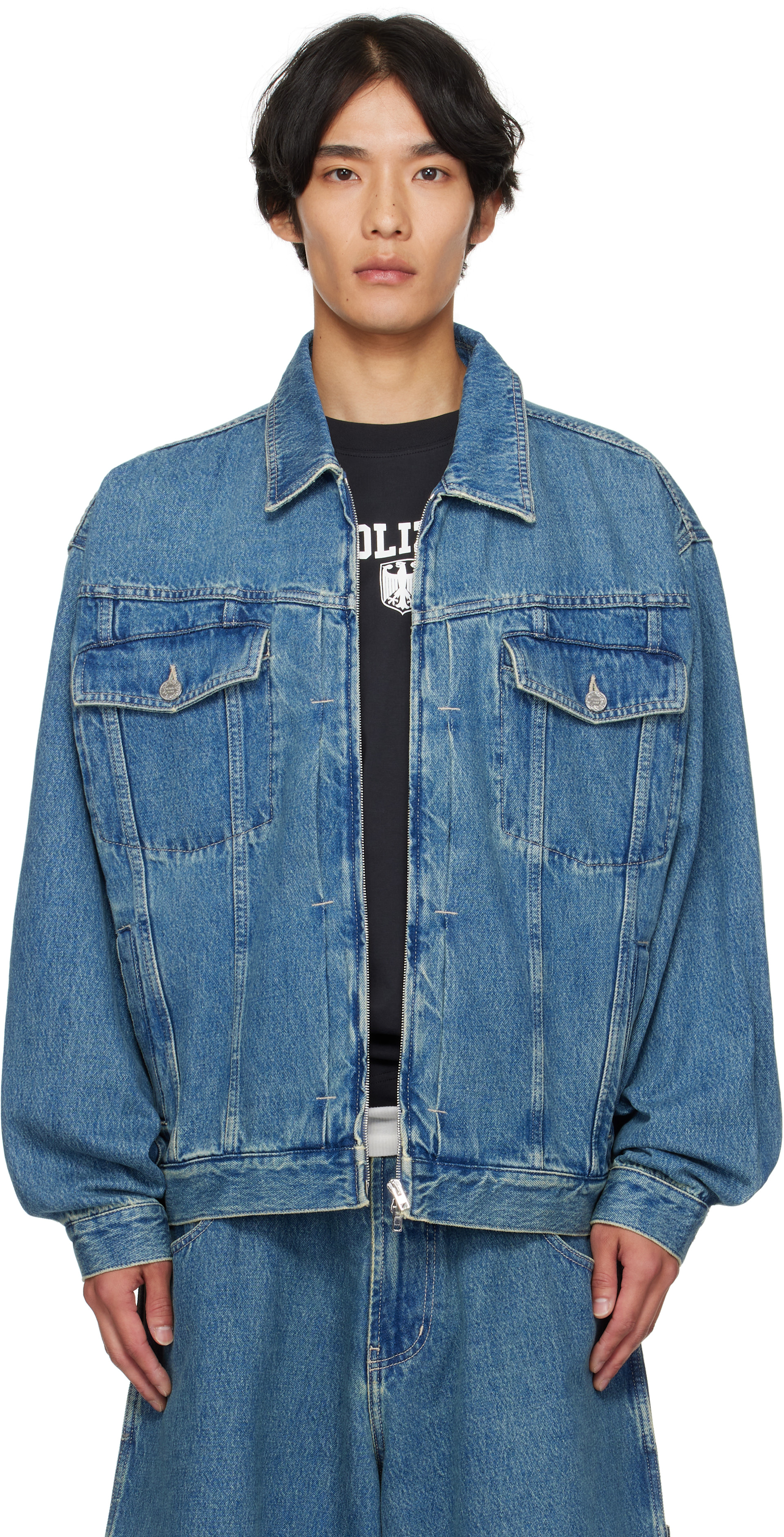 VETEMENTS: ブルー Hip-Hop デニムジャケット | SSENSE 日本