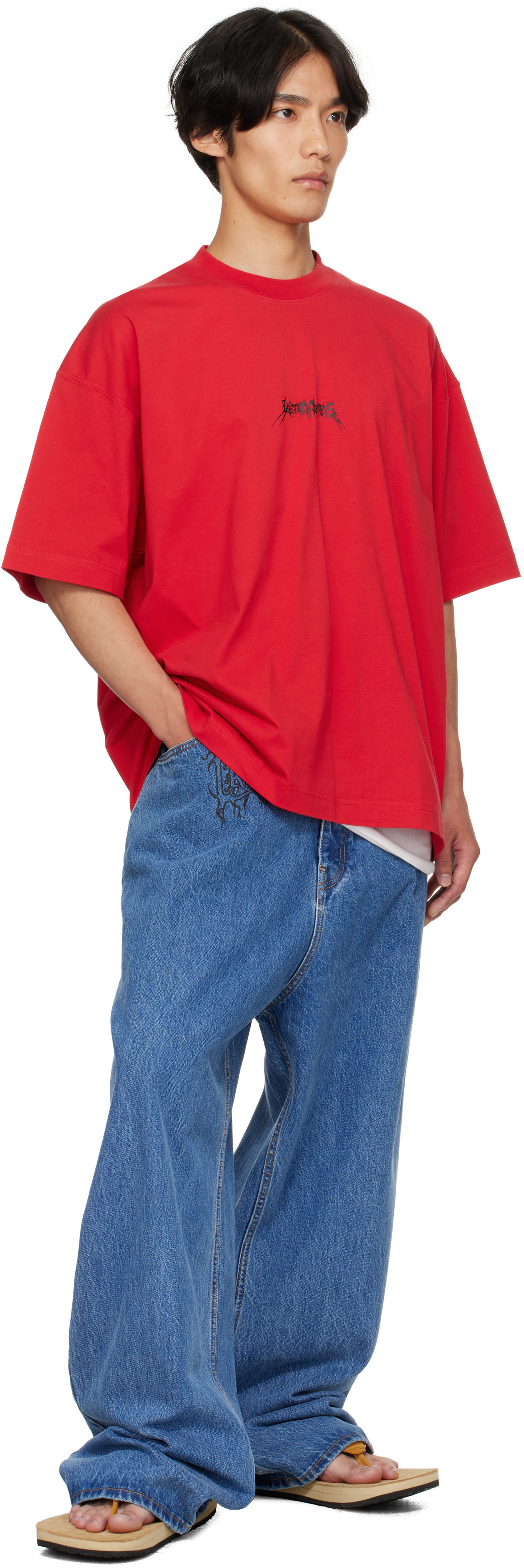 VETEMENTS: Blue Cradle of Filth Baggy Jeans | SSENSE