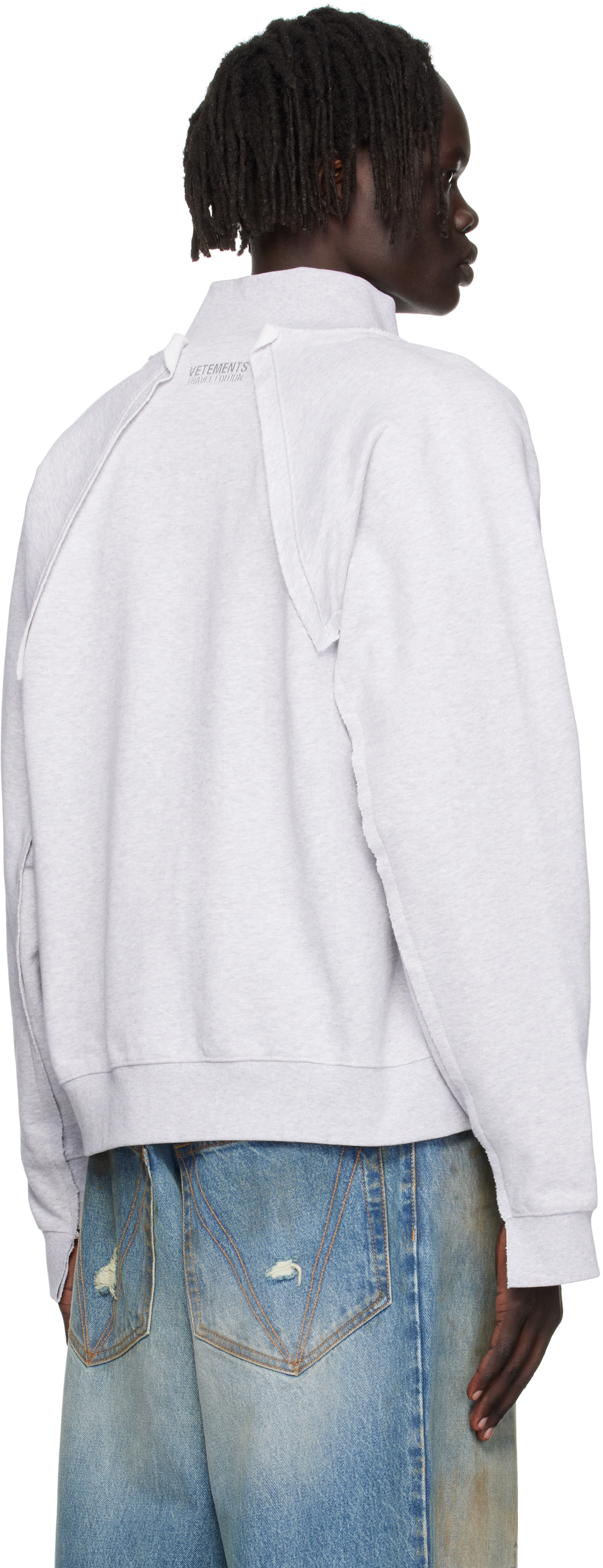 小物 VETEMENTS VETEMENTS: Gray 'Amsterdam' Patched Zip Sweatshirt | SSENSE