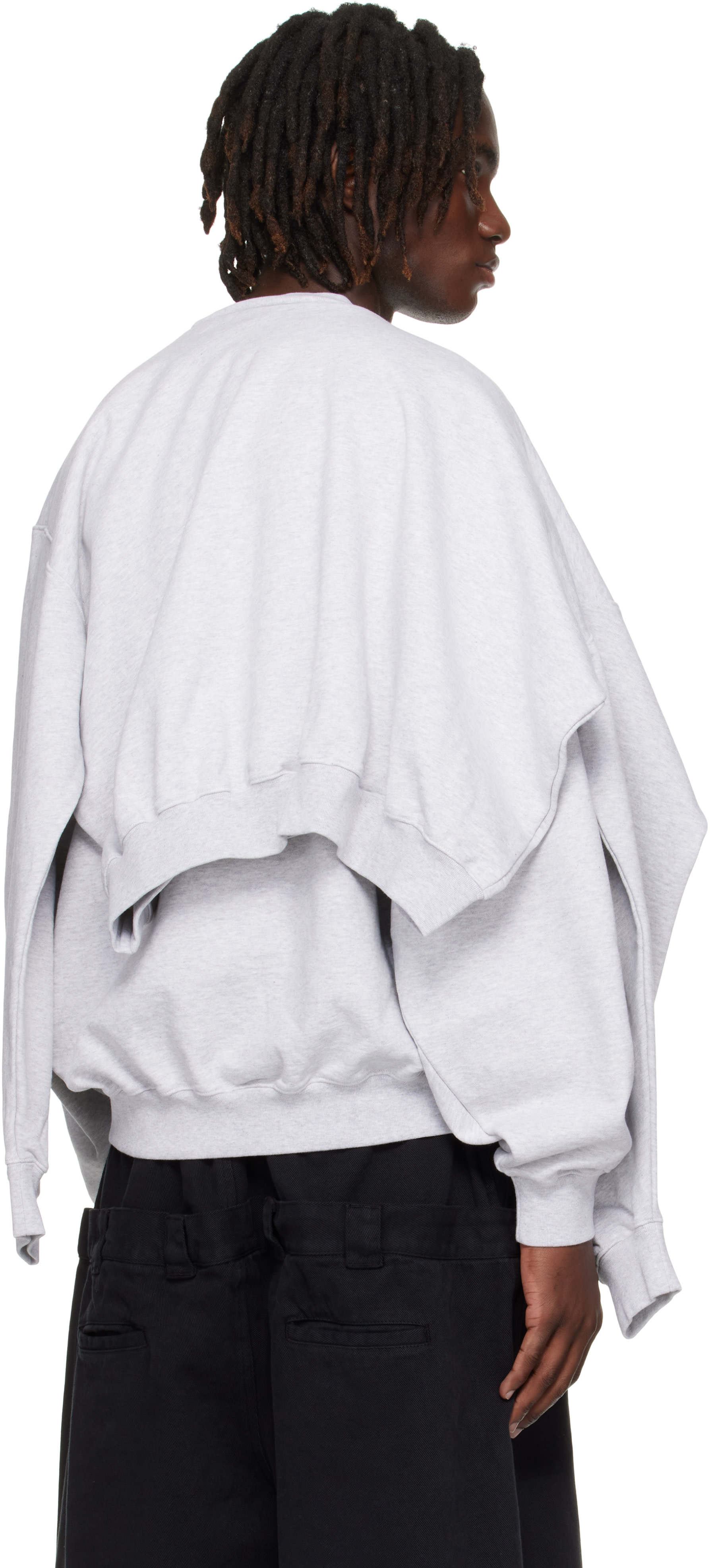 VETEMENTS - Pull molletonné gris à empiècement superposé