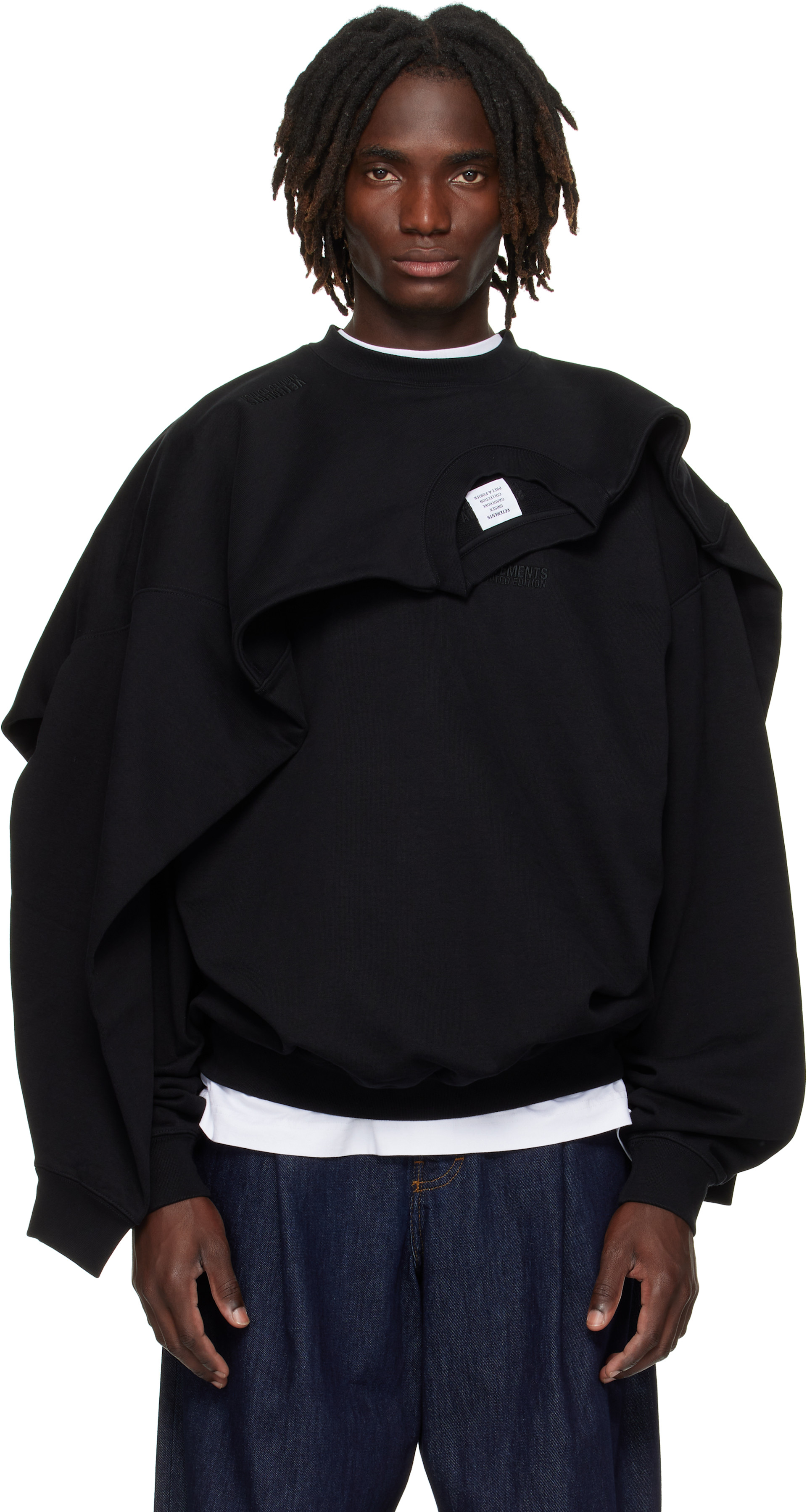 VETEMENTS - Pull molletonné étagé noir