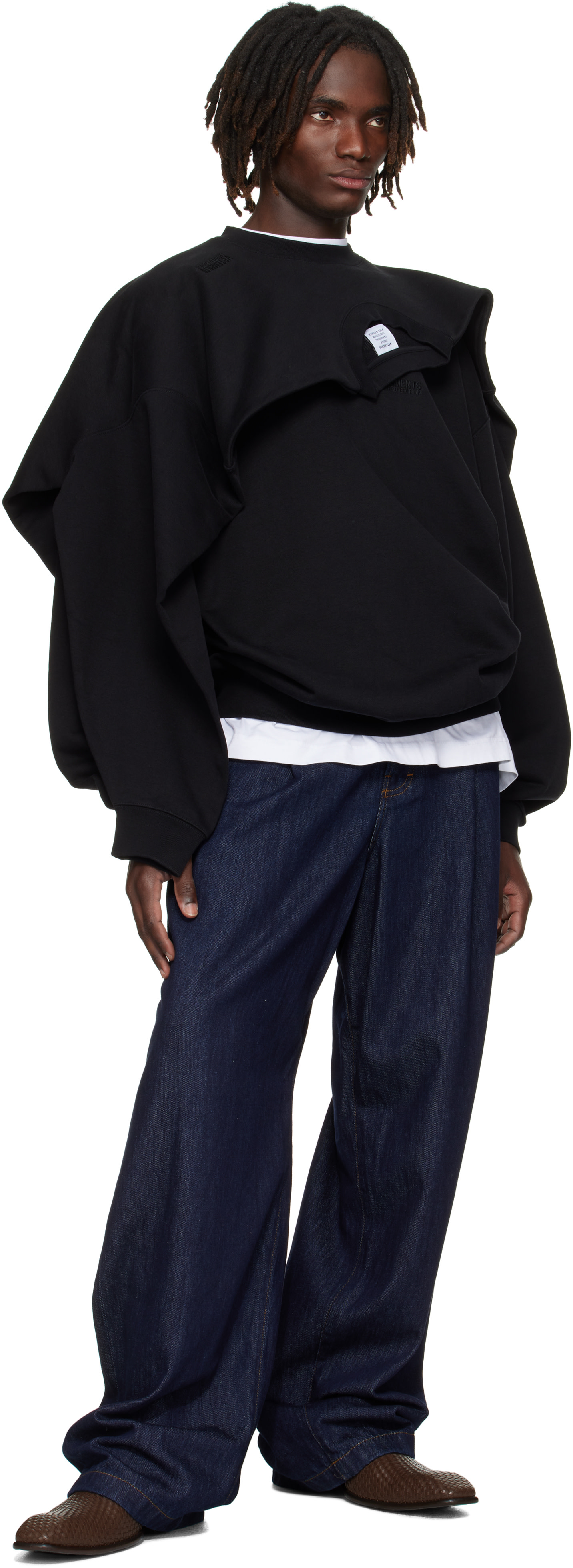 VETEMENTS - 블랙 더블 레이어드 스웨트셔츠