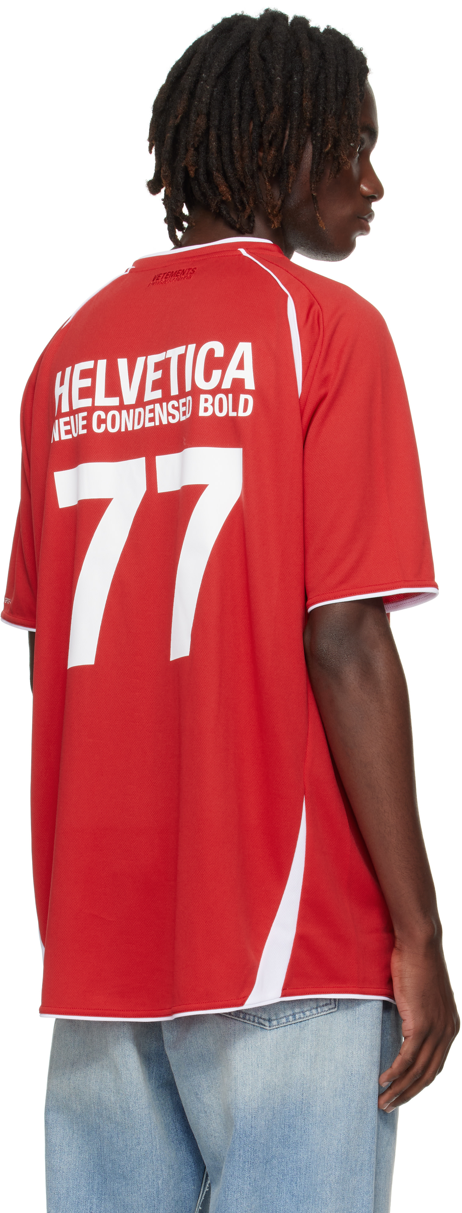 VETEMENTS: Red 'Trademark' Football Jersey | SSENSE Canada