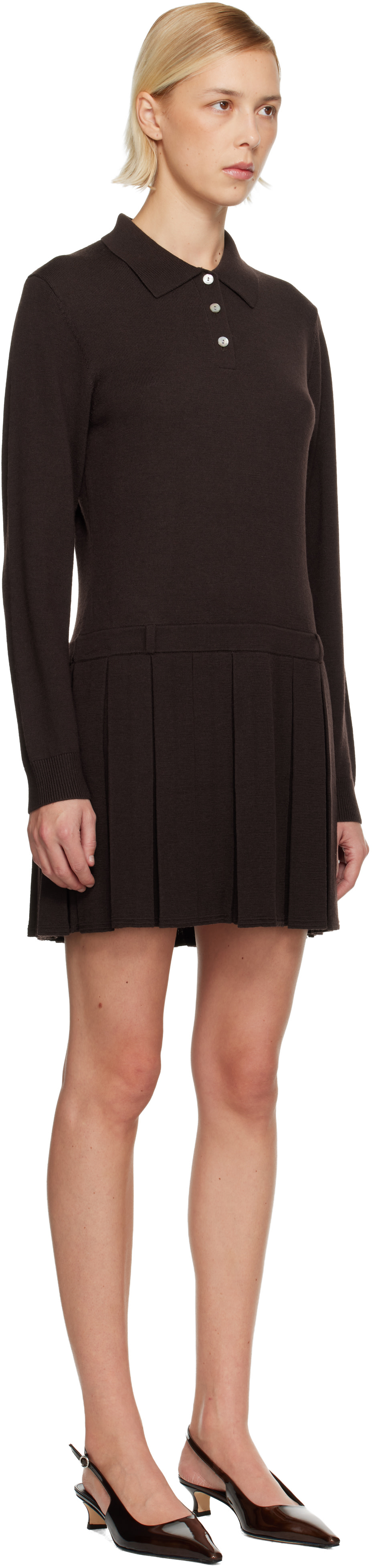 Sandy Liang - Robe courte Hague brune