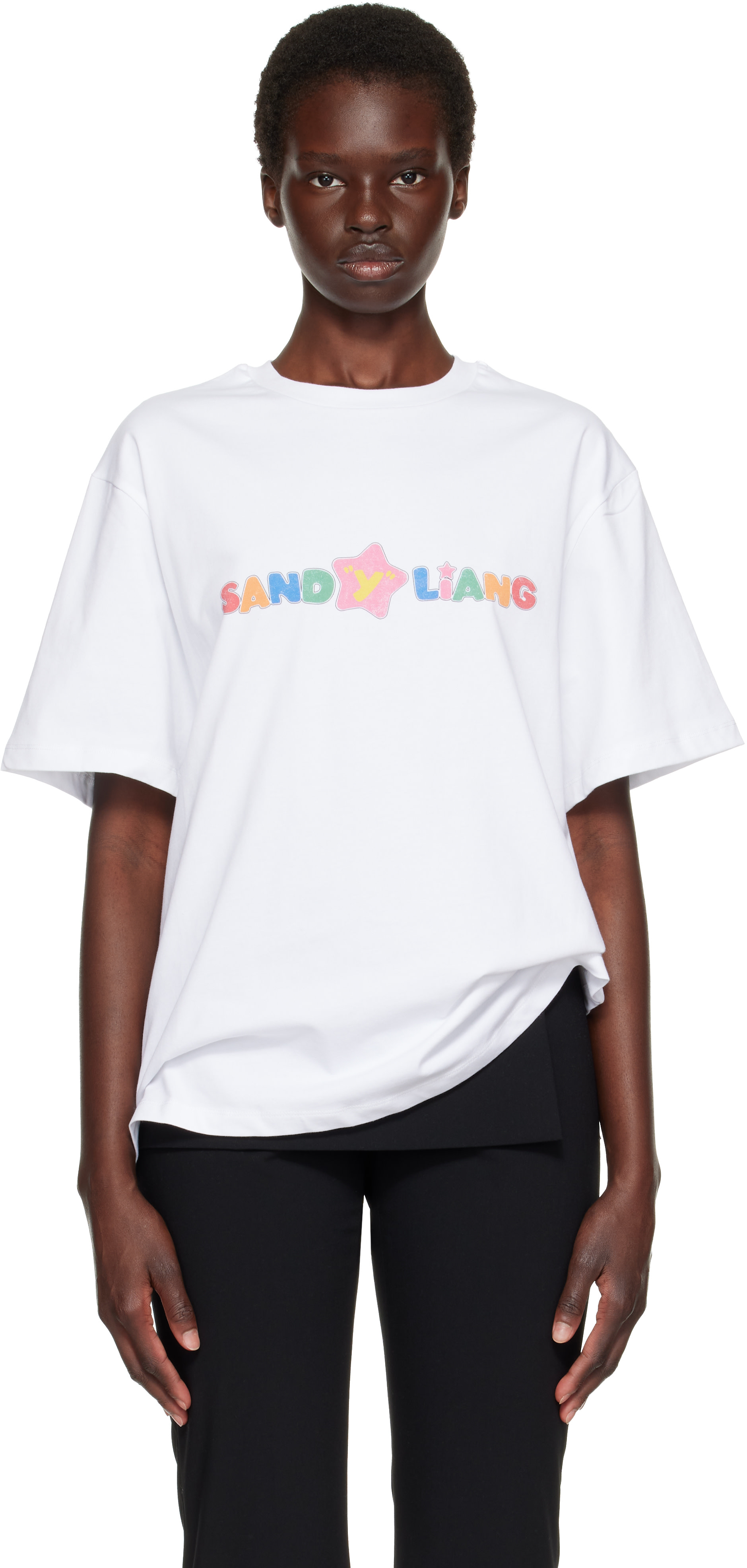 SANDY LIANG スカラップTシャツ ホワイト Sandy Liang: ホワイト Toy Tシャツ | SSENSE 日本