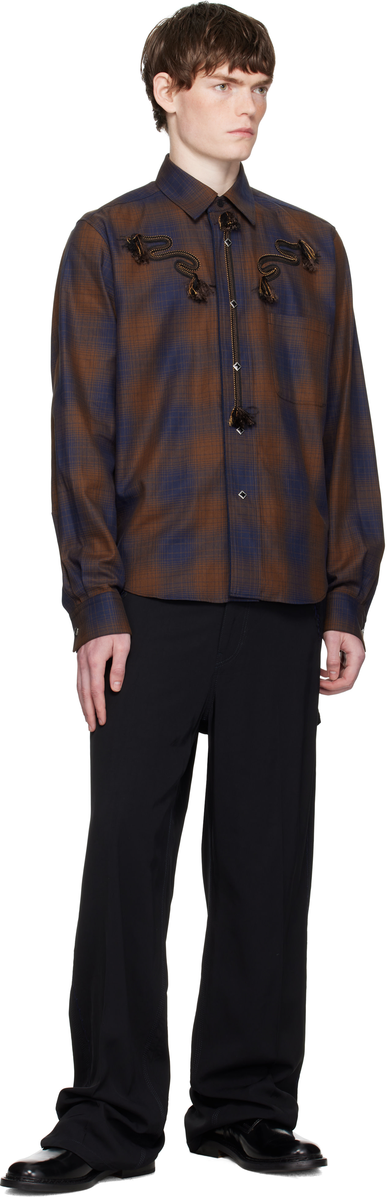 Toga Virilis: Black Viscose Twill Trousers | SSENSE