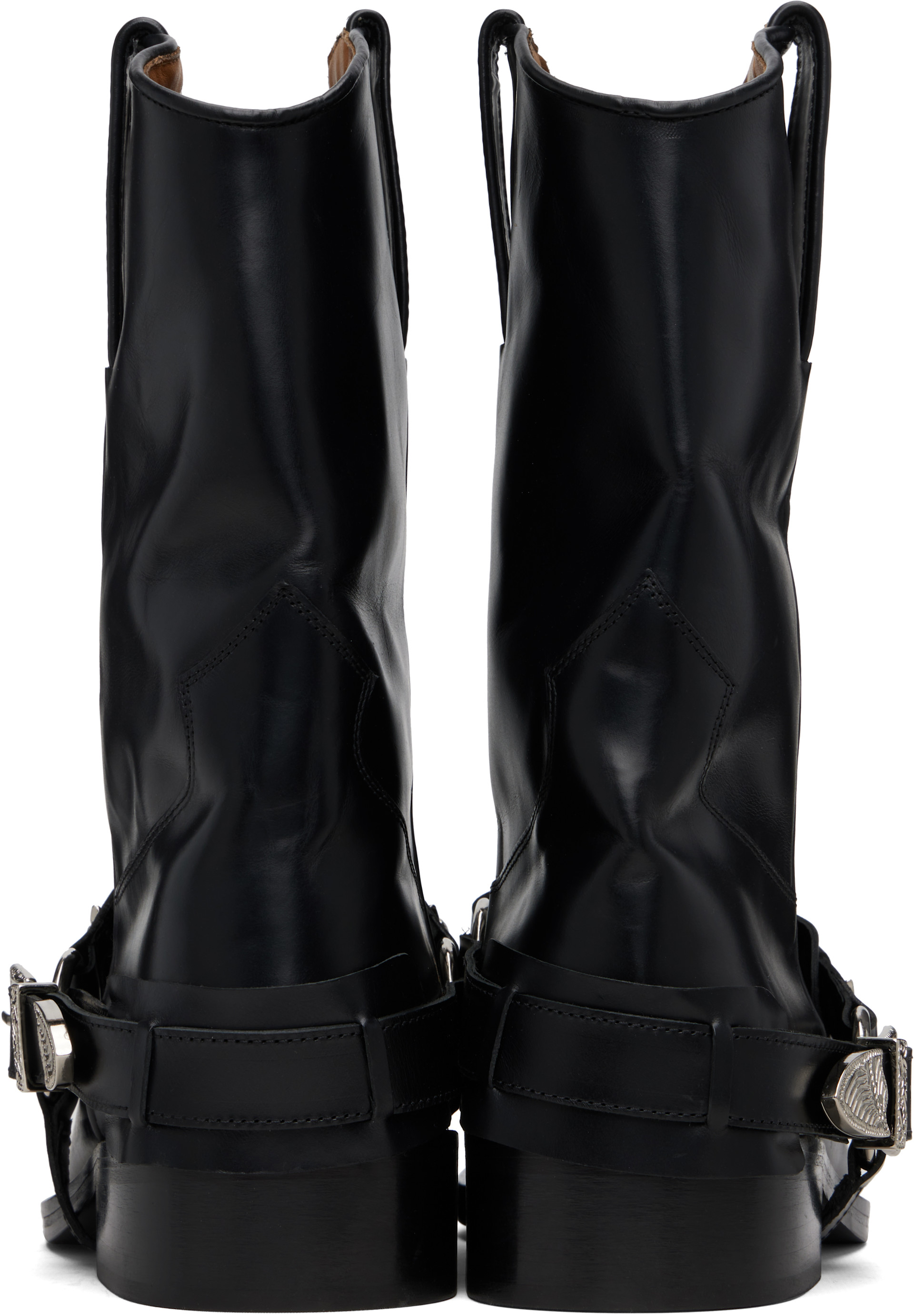 Toga Virilis: SSENSE限定 ブラック Hard Leather AJ1178 ブーツ