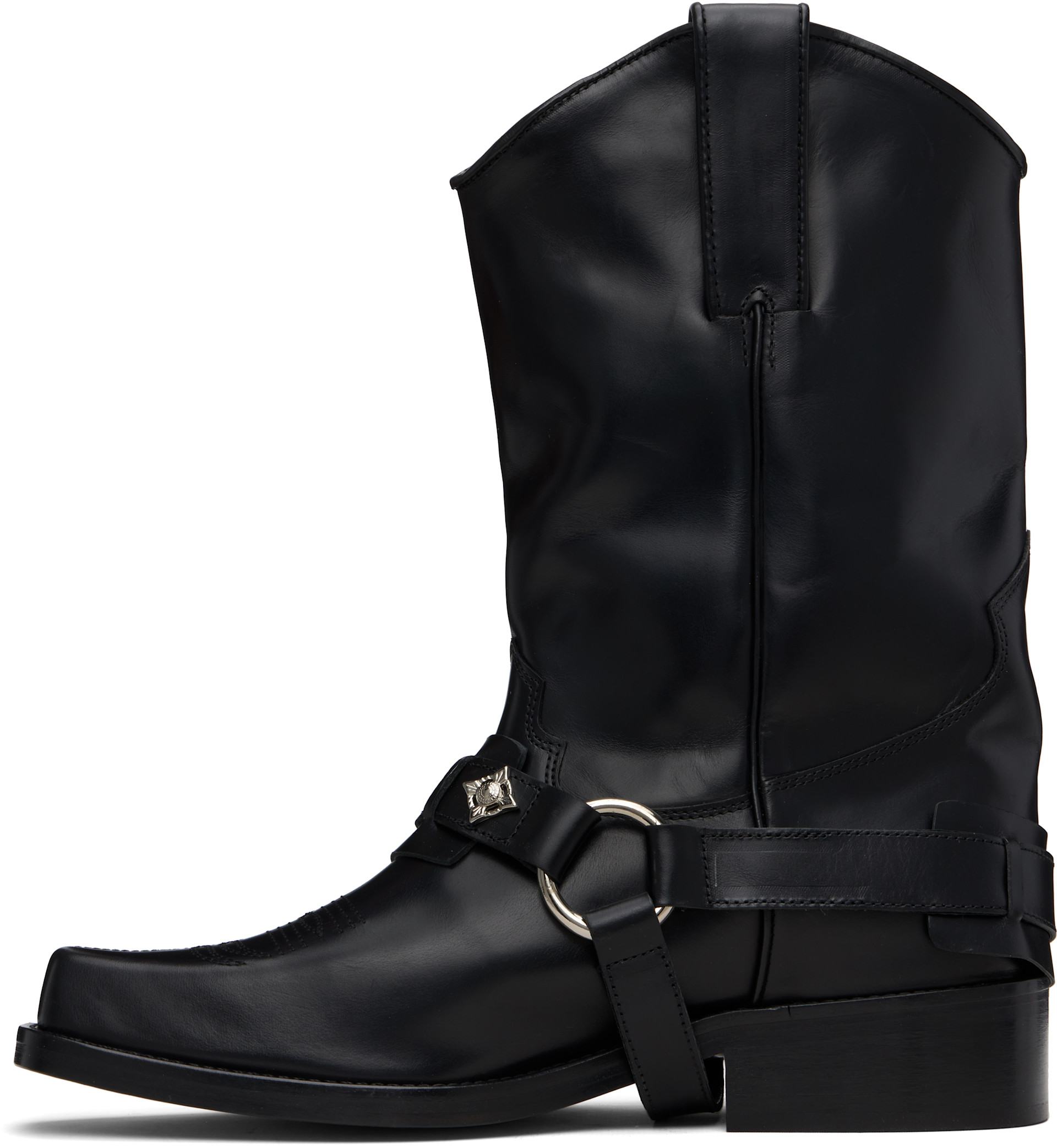 Toga Virilis: SSENSE限定 ブラック Hard Leather AJ1178 ブーツ 