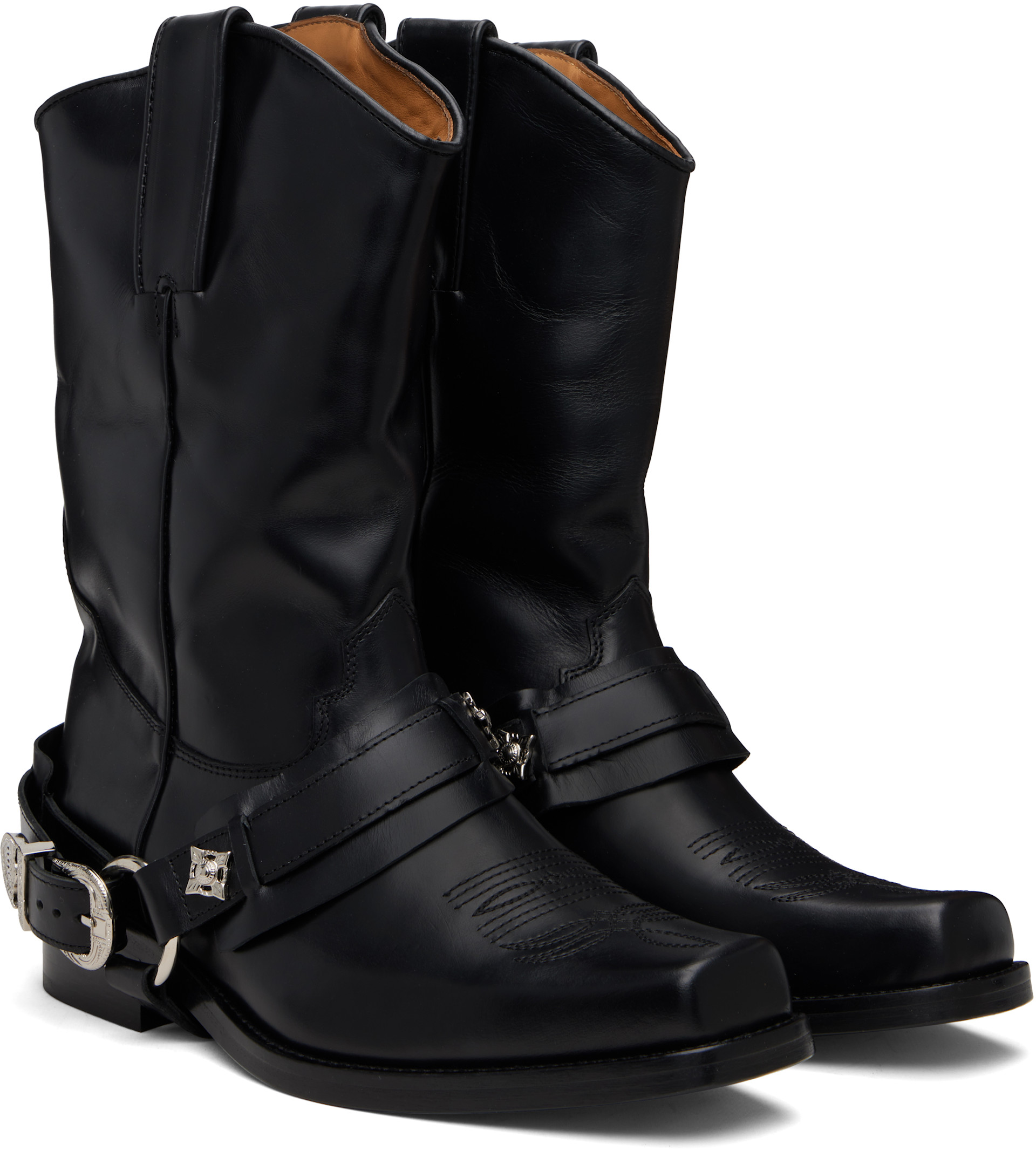 Toga Virilis: SSENSE Exclusive Black Hard Leather AJ1178 Boots