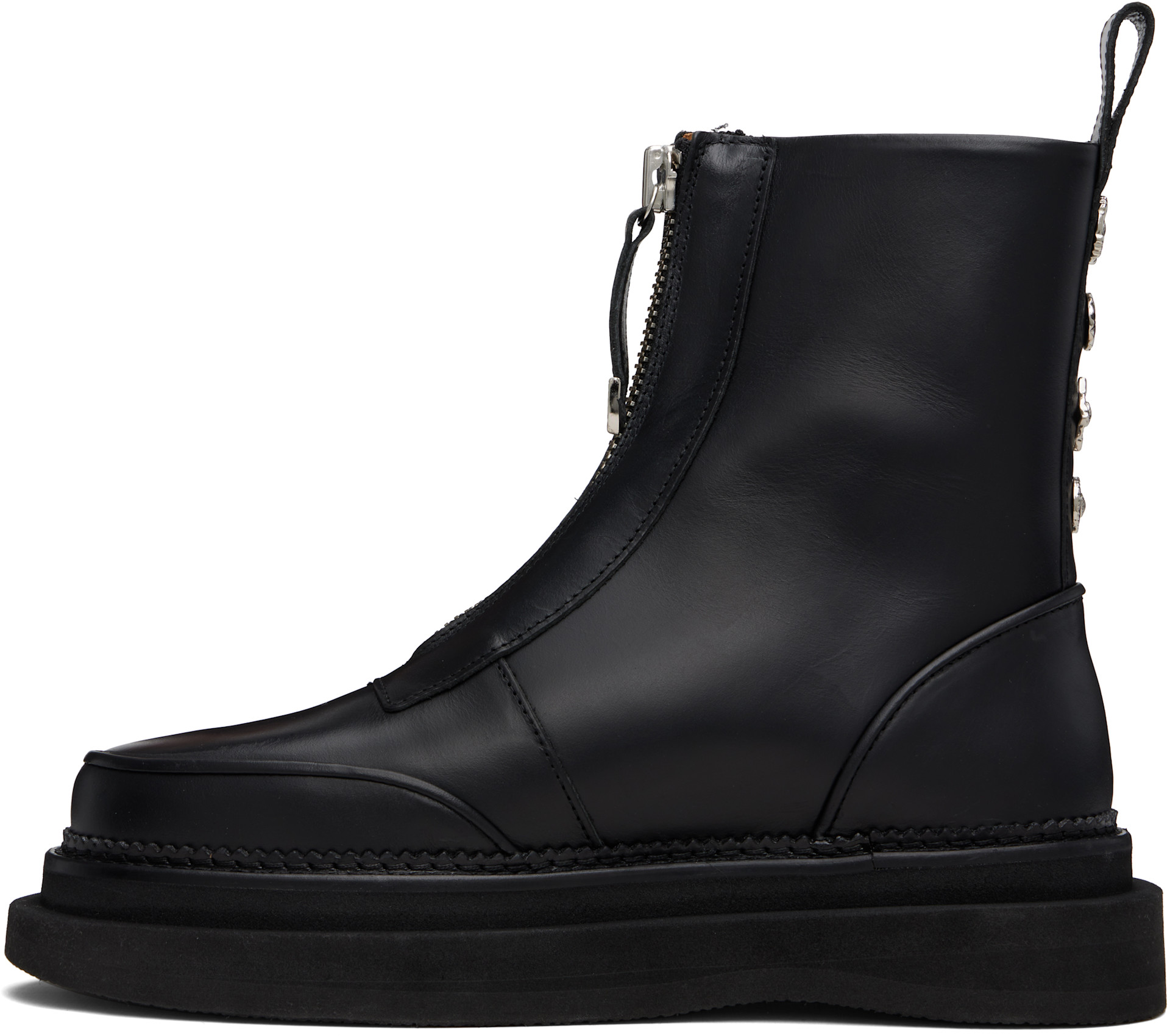 Toga Virilis: Black Leather AJ1430 Zip-Up Boots | SSENSE