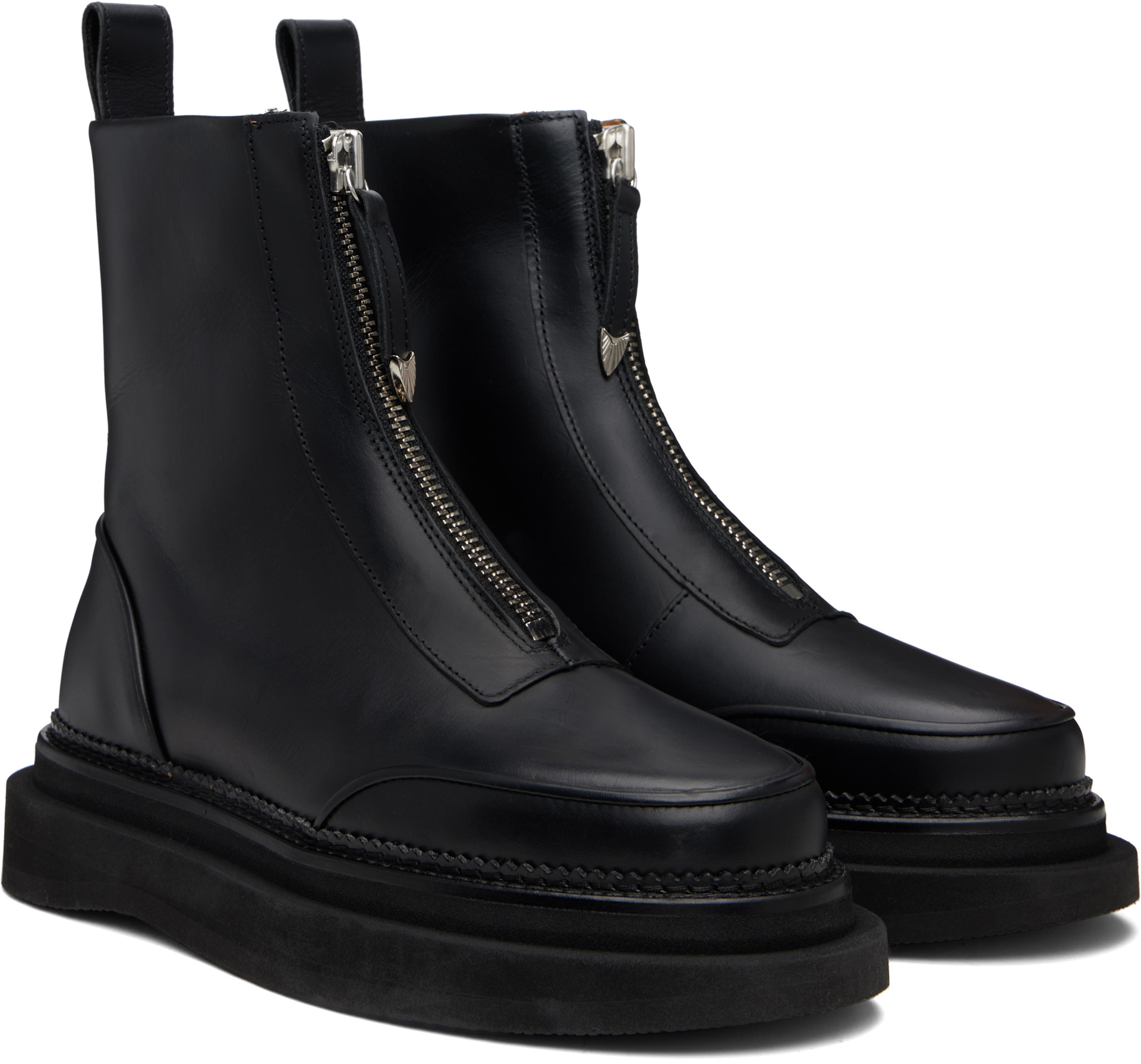 Toga Virilis: ブラック AJ1430 レザー ジップアップ ブーツ | SSENSE 日本