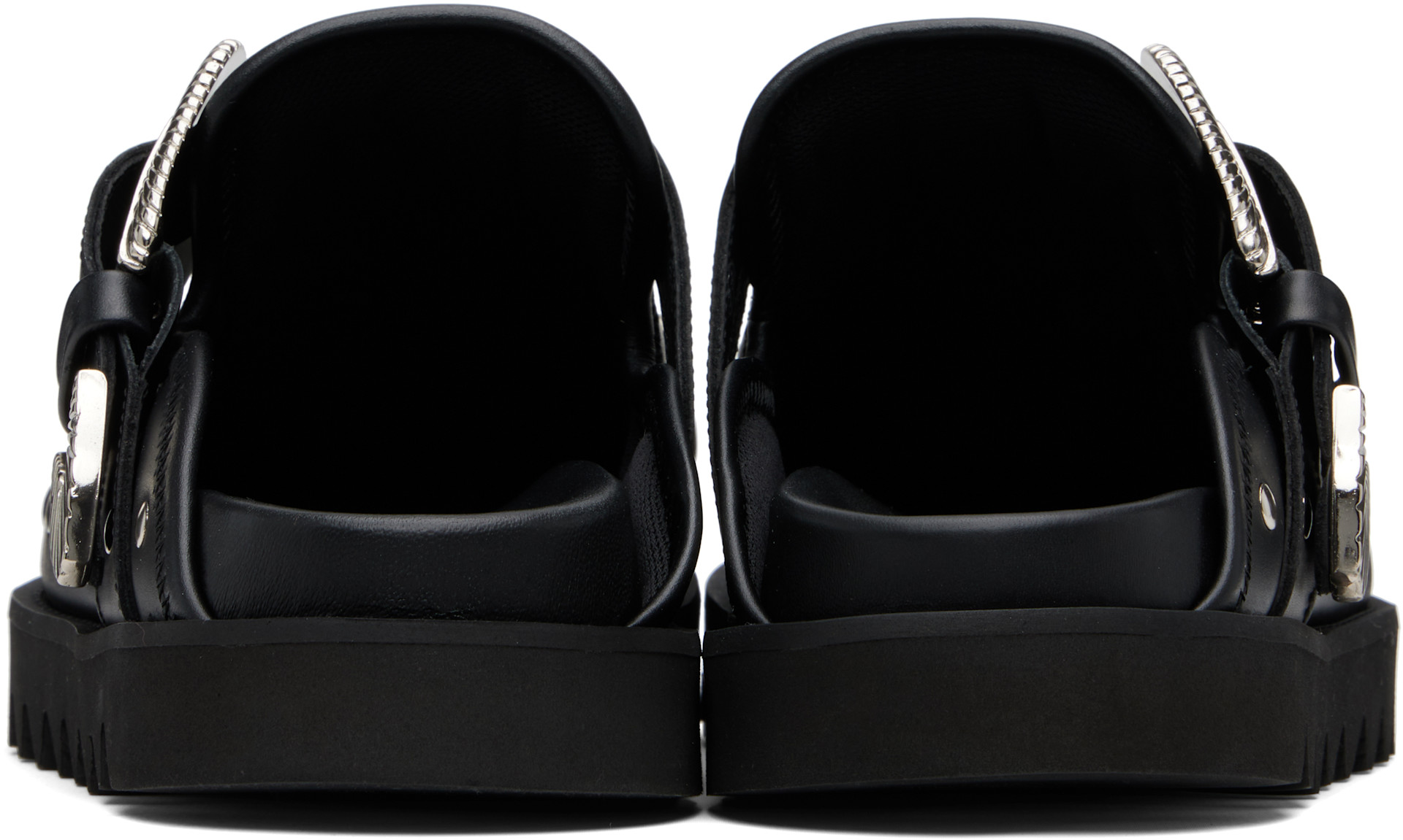 Toga Virilis: Black Eyelet Metal Sabot Loafers | SSENSE
