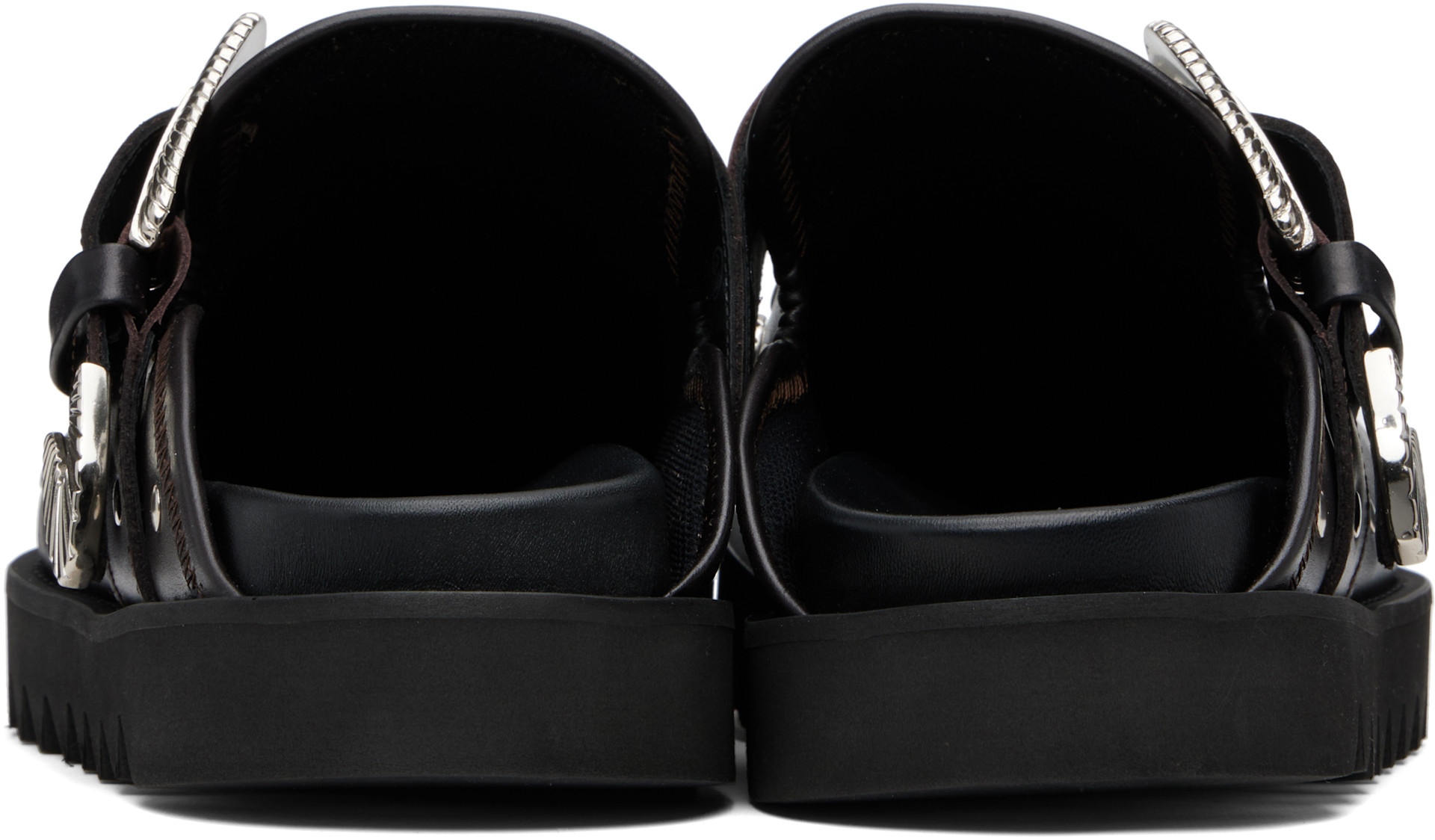 Toga Virilis: Brown Eyelet Metal Sabot Loafers | SSENSE