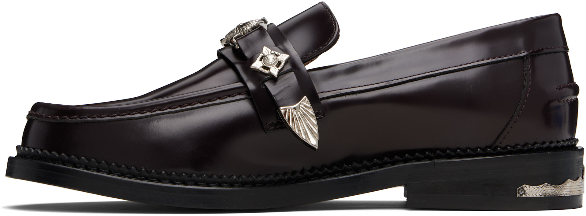 Toga Virilis: SSENSE Exclusive Burgundy Metal Loafers | SSENSE Canada