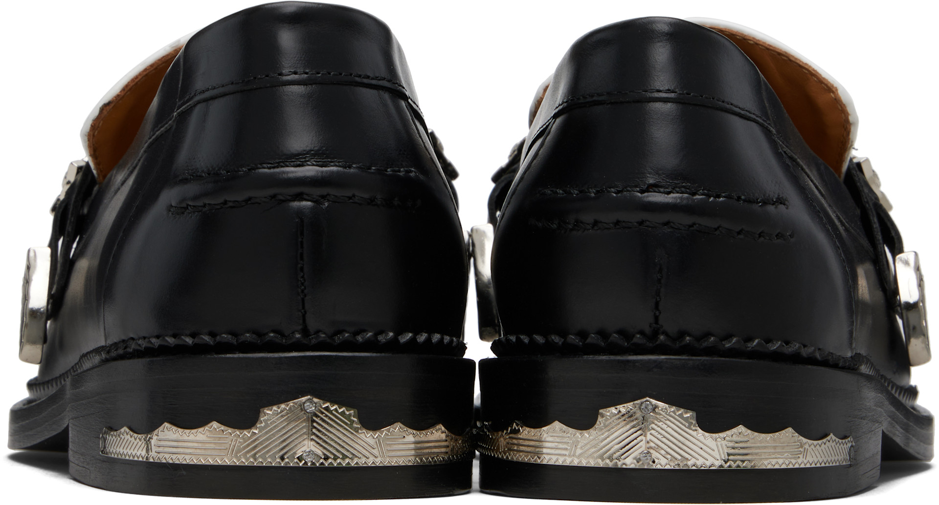 Toga Virilis: SSENSE Exclusive Black & White Metal Loafers | SSENSE