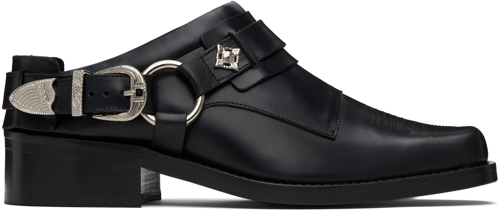 TOGA VIRILIS SHOE WESTERN MULE ブラック 42 Toga Virilis: Black Western Mule Loafers | SSENSE United Kingdom
