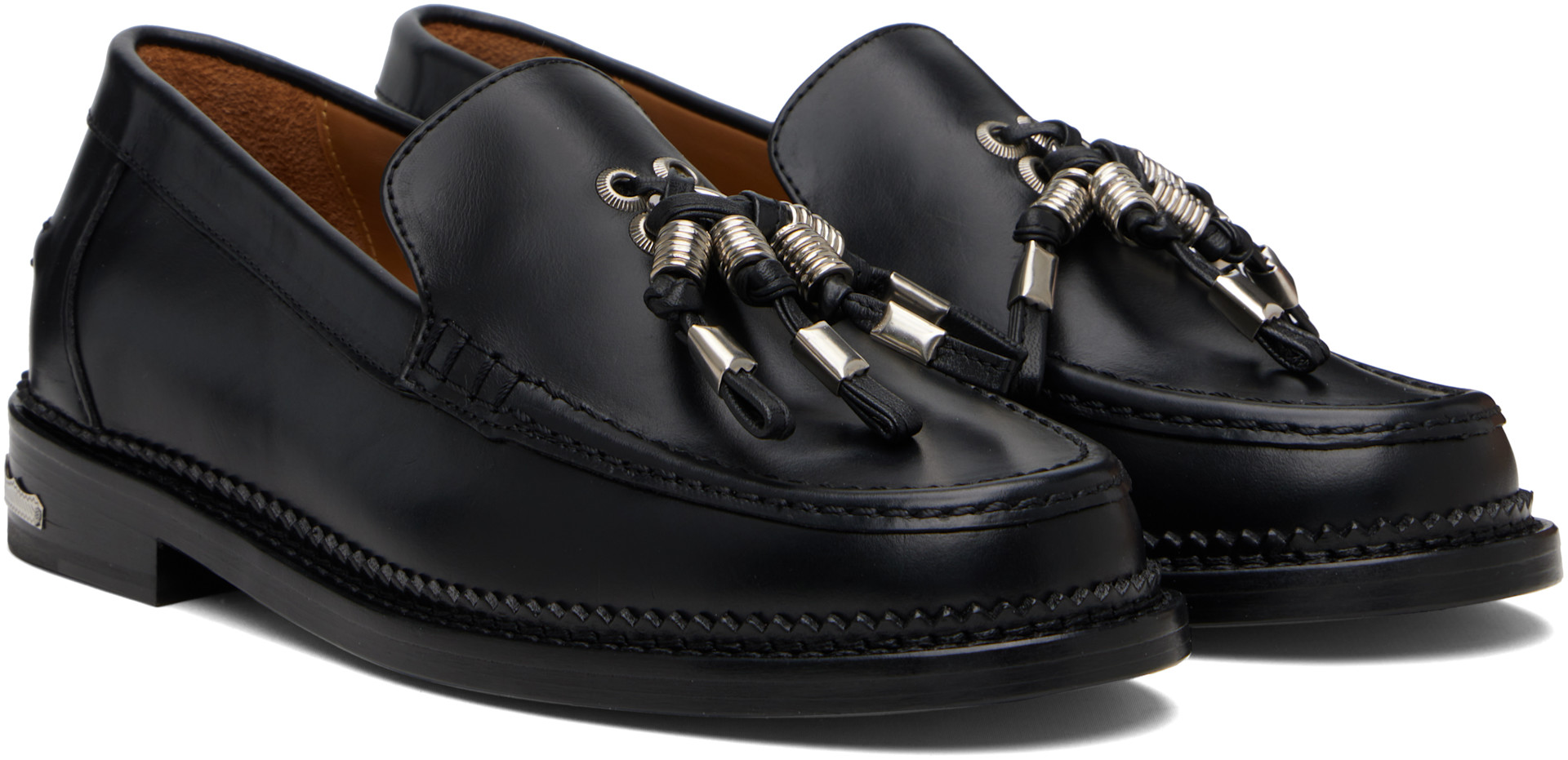 Toga Virilis: Black Hard Leather Loafers | SSENSE