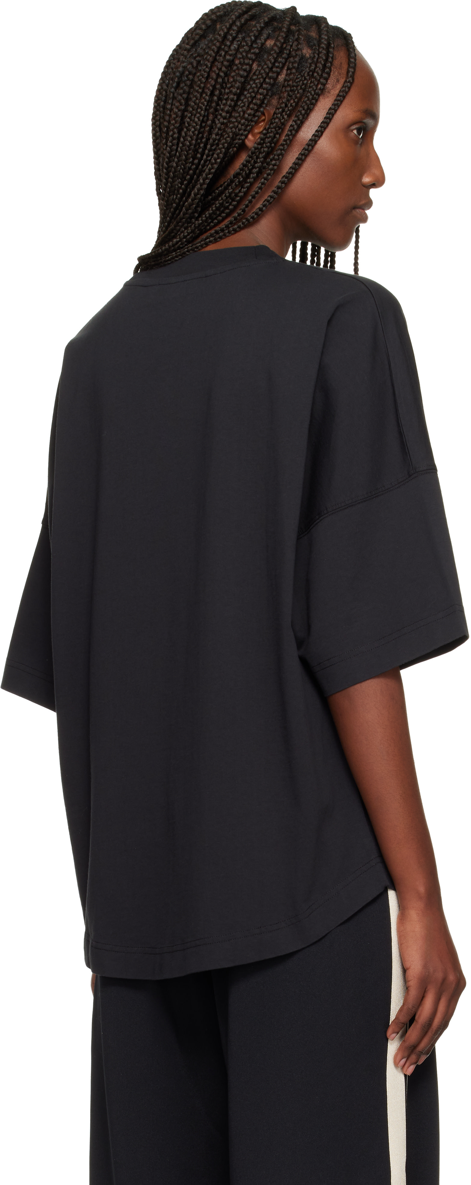 palm Angels CURVED LOGO DENIM SHIRT 黒　XL Palm Angels: Black Curved Logo Over T-shirt | SSENSE