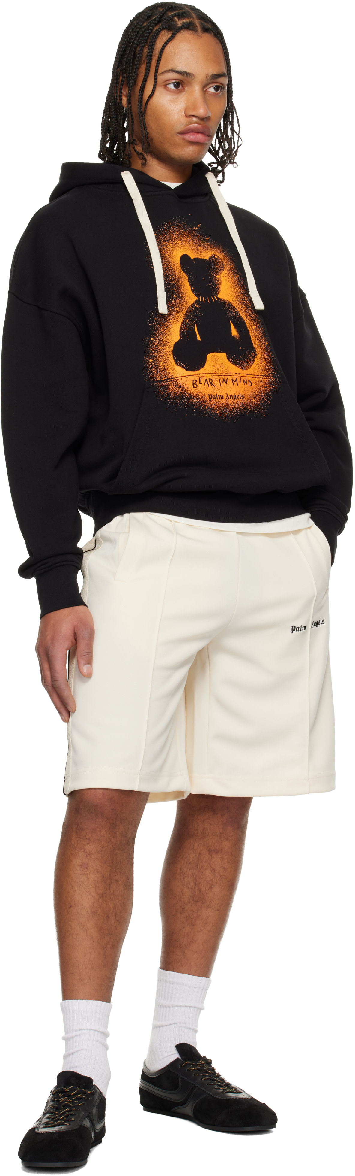 パンツ CLASSIC LOGO TRACK SHORTS BLACK OFF WHIT Palm Angels: Off-White Classic Logo Track Shorts | SSENSE