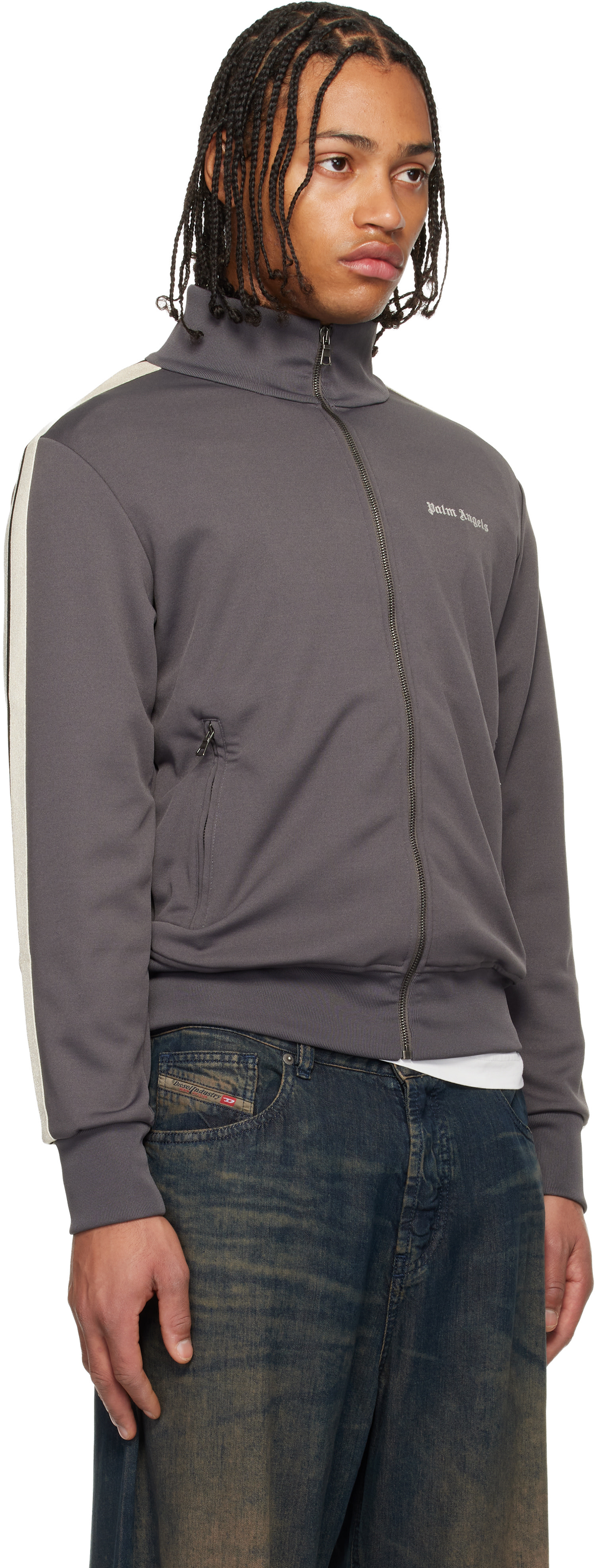 Palm Angels: Gray Classic Logo Track Jacket | SSENSE