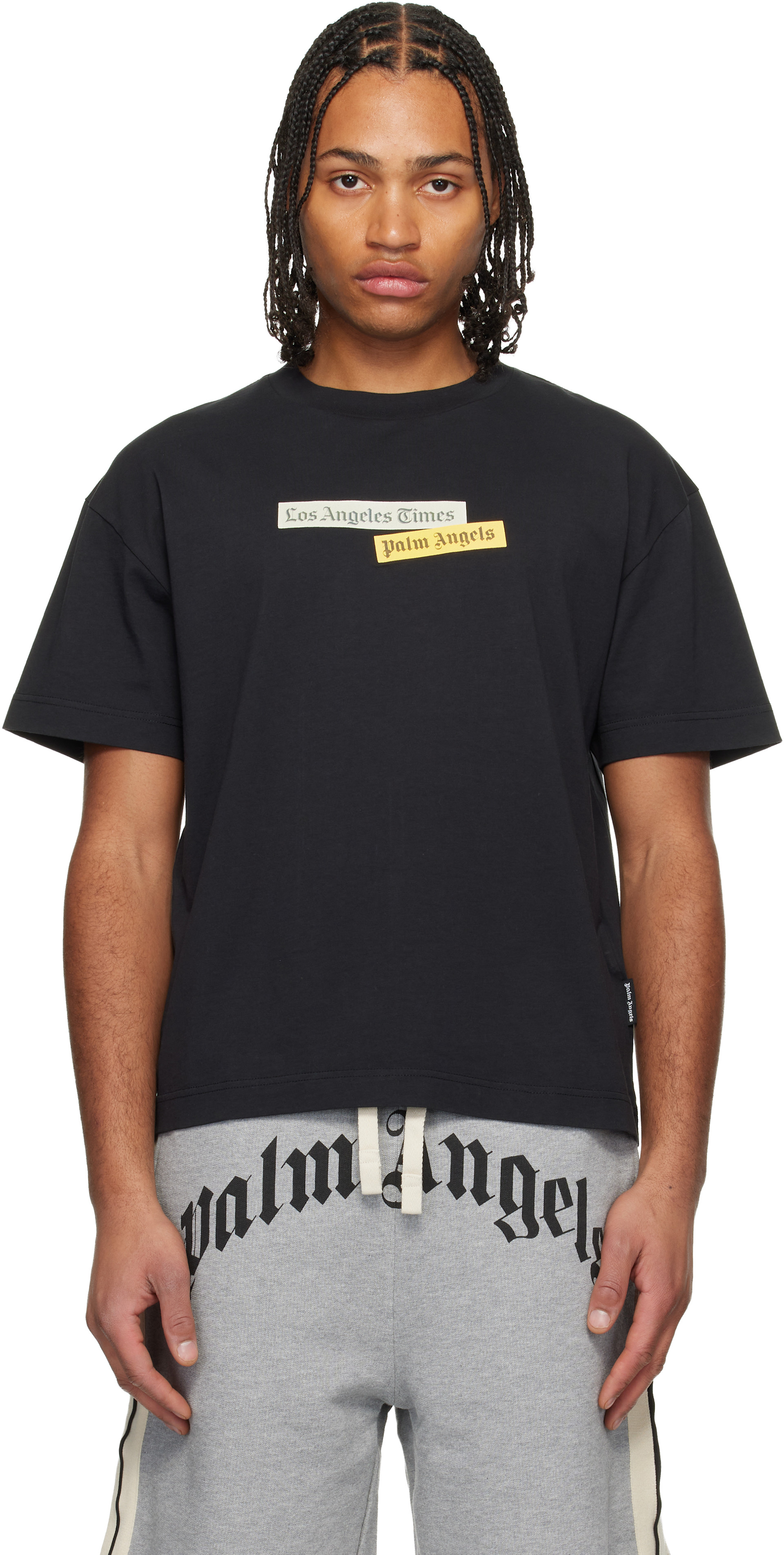 Palm Angels: Black LA Times Edition T-shirt | SSENSE
