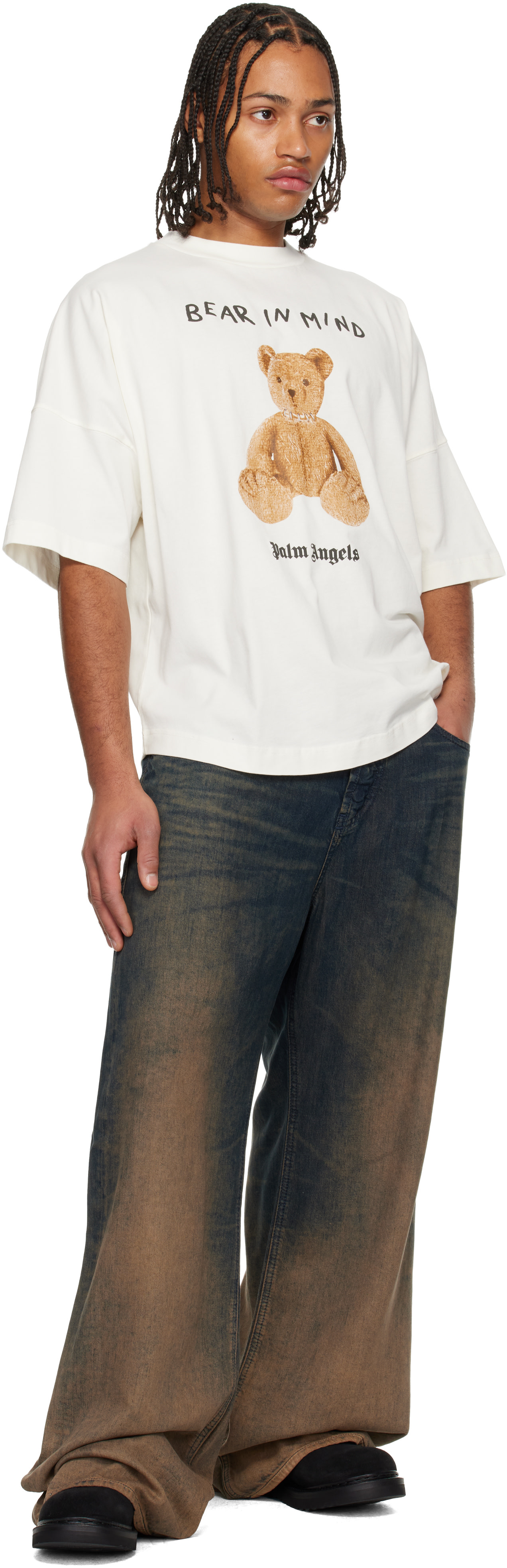 Palm Angels: White 'Bear In Mind' Over T-shirt | SSENSE Canada