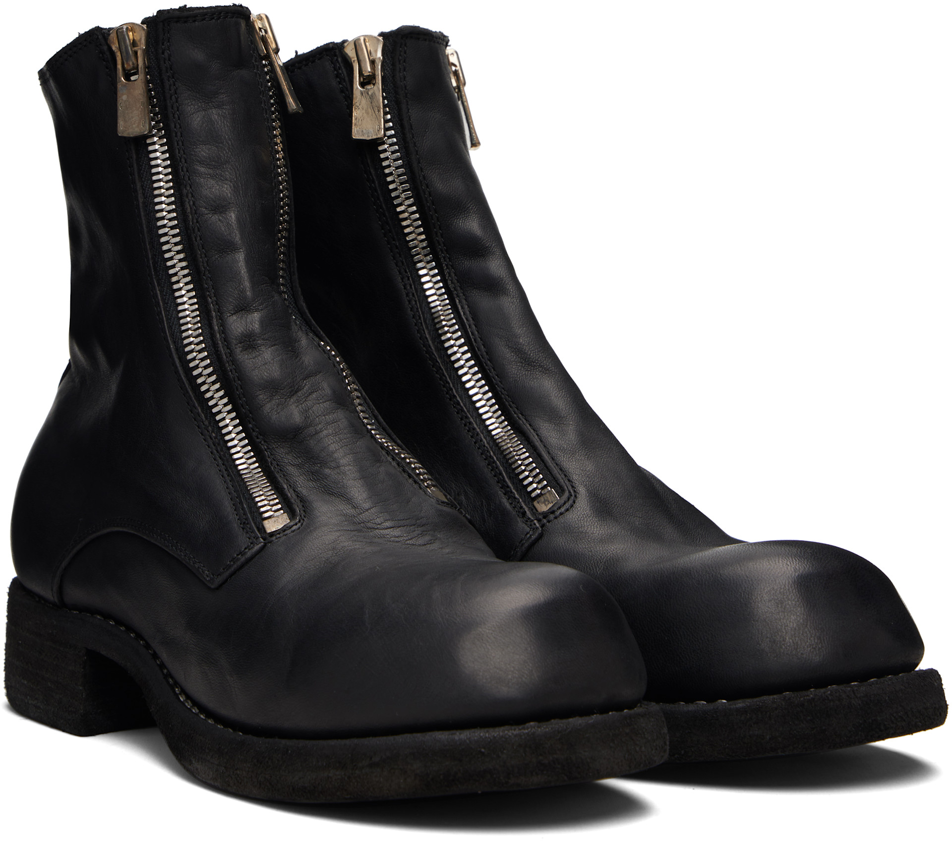 Guidi: Black Horse Double Front Zip Boots | SSENSE