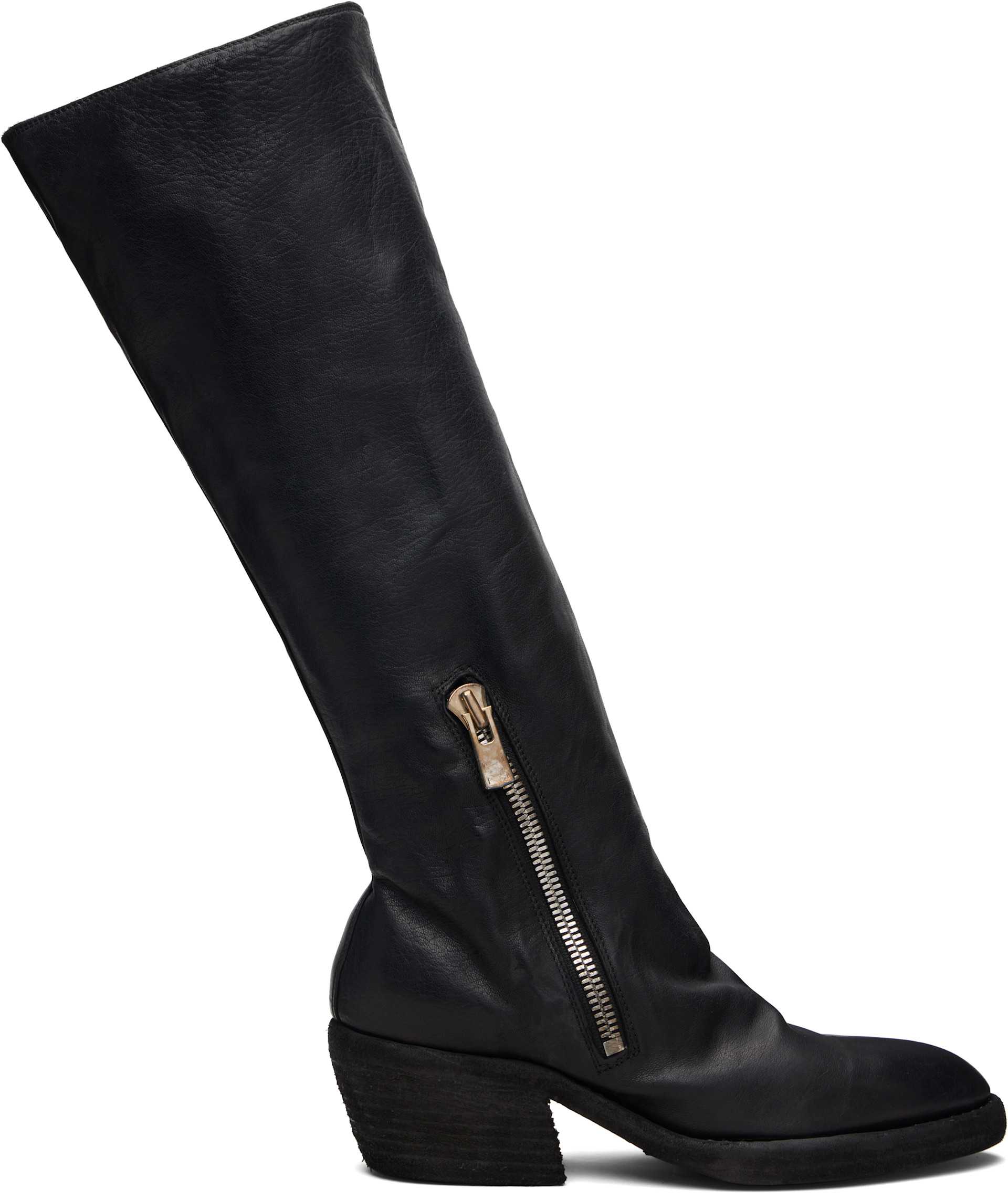 Guidi: Black Soft Horse Black Side Zip Hi Boots | SSENSE