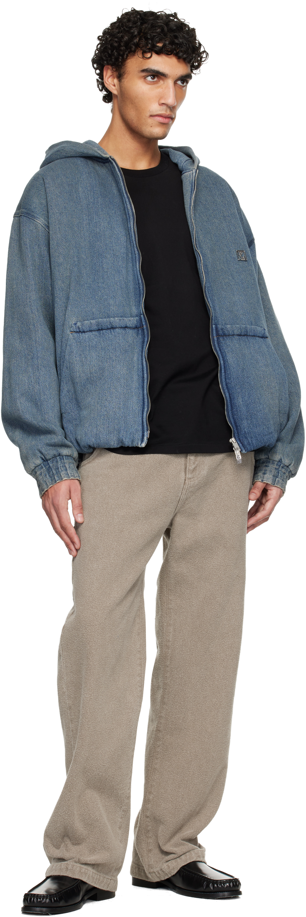 WOOYOUNGMI: Blue Hooded Denim Jacket | SSENSE